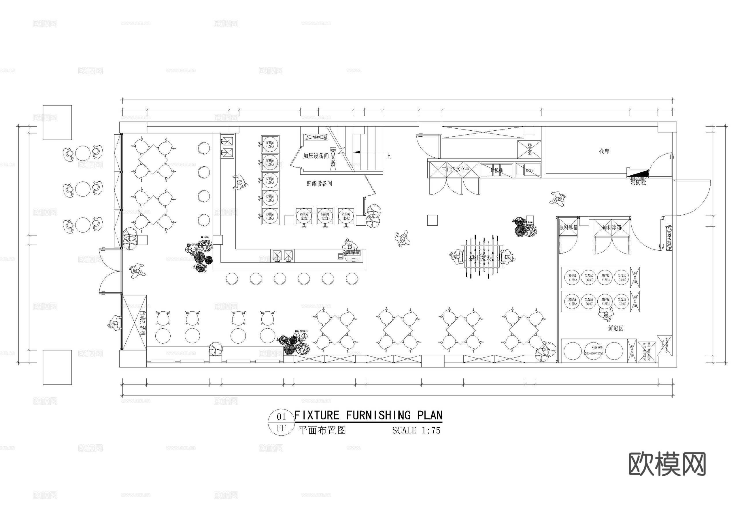 清吧酒馆 CAD平面布置图  音乐餐厅 小酒吧 酒吧餐厅cad施工图