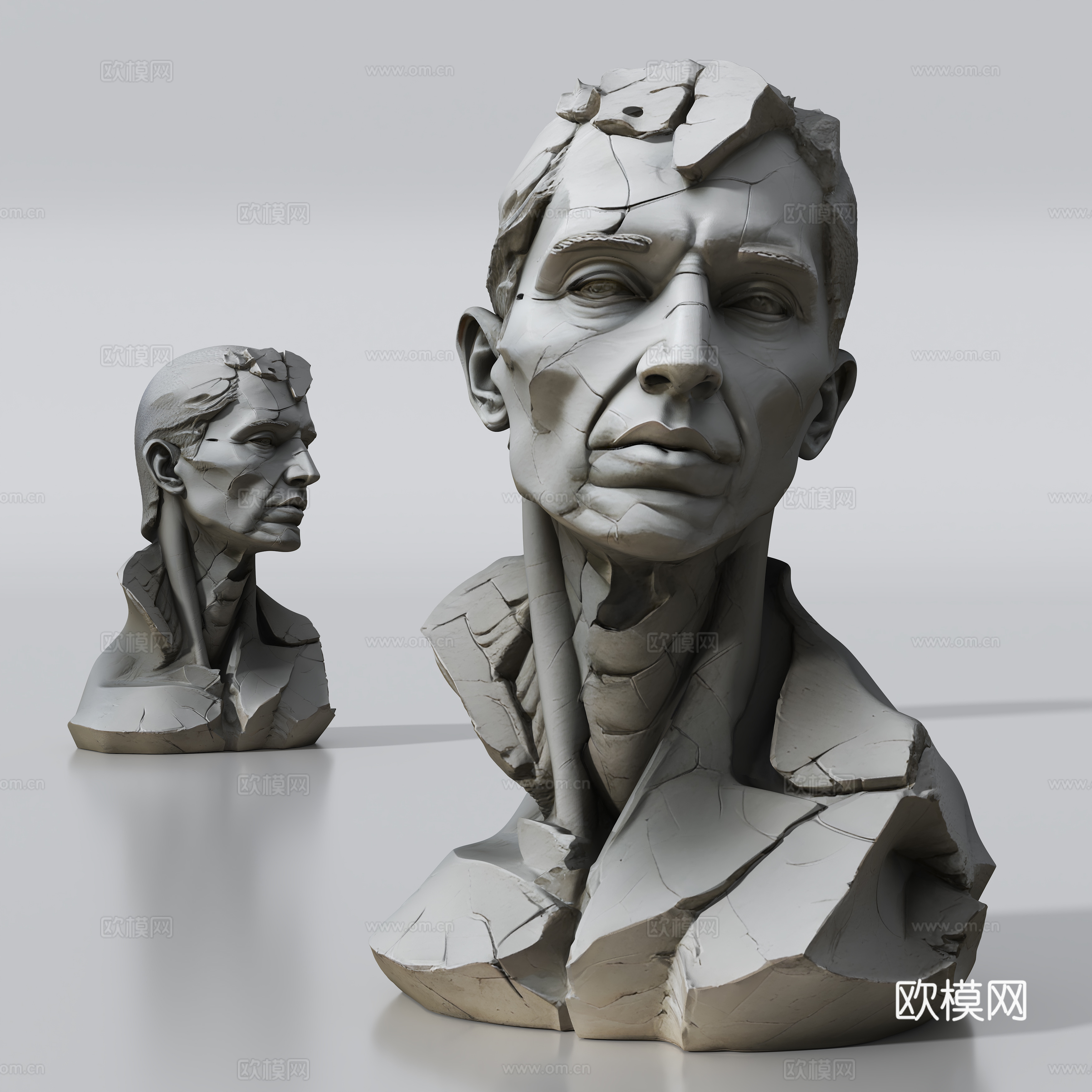 现代人物雕塑su模型下载（渲染图1）