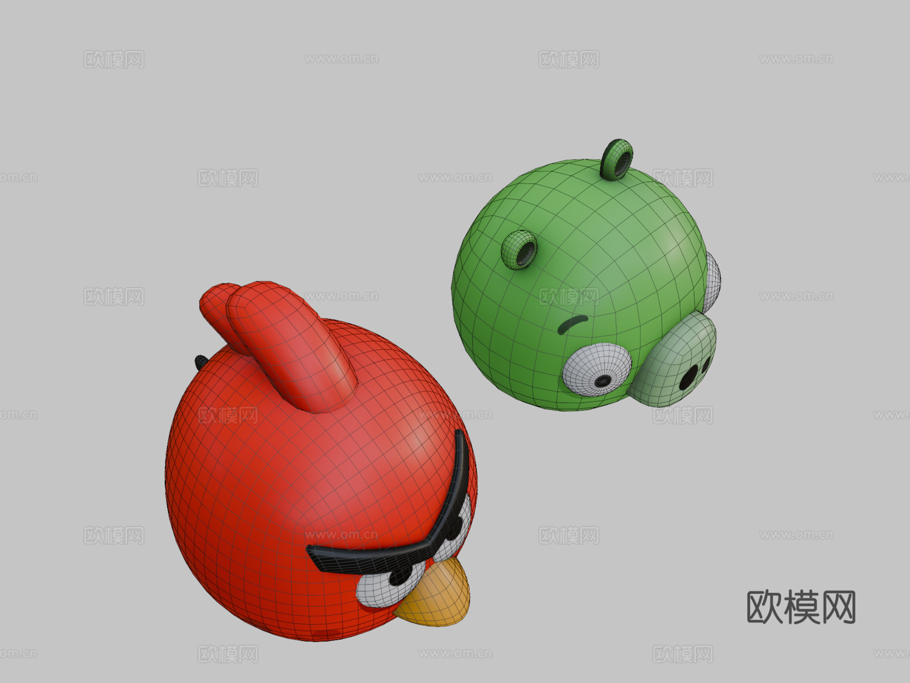 愤怒的小鸟角色集su模型下载（渲染图2）