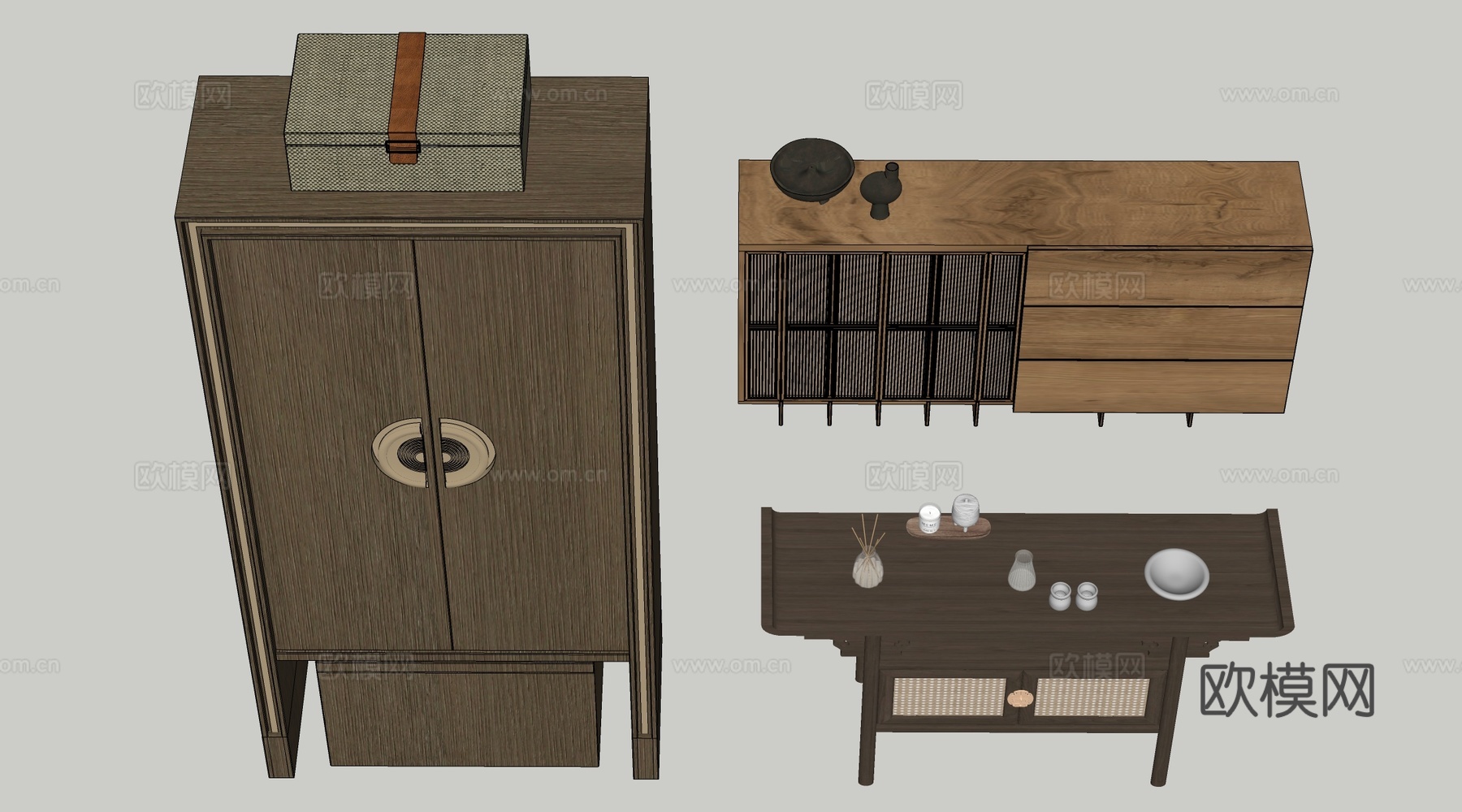 现代备餐台 餐边柜 餐台su模型