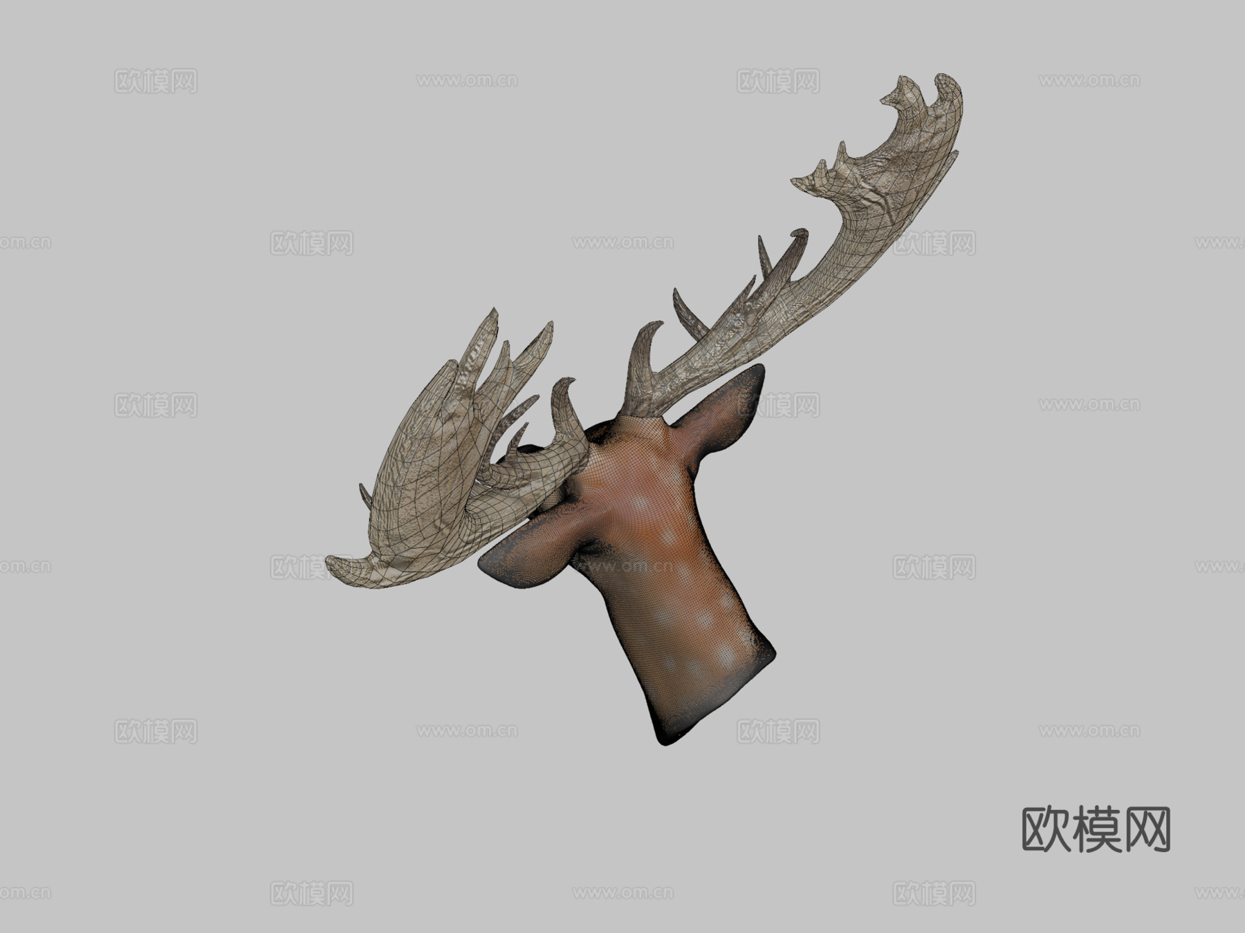 鹿半身像su模型