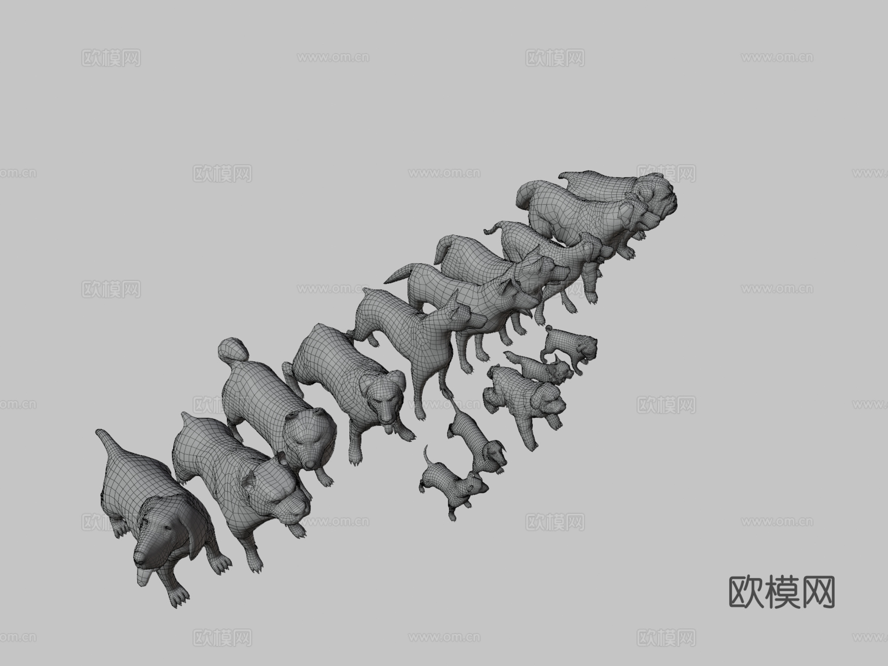 风格化犬只捆绑版su模型下载（渲染图3）