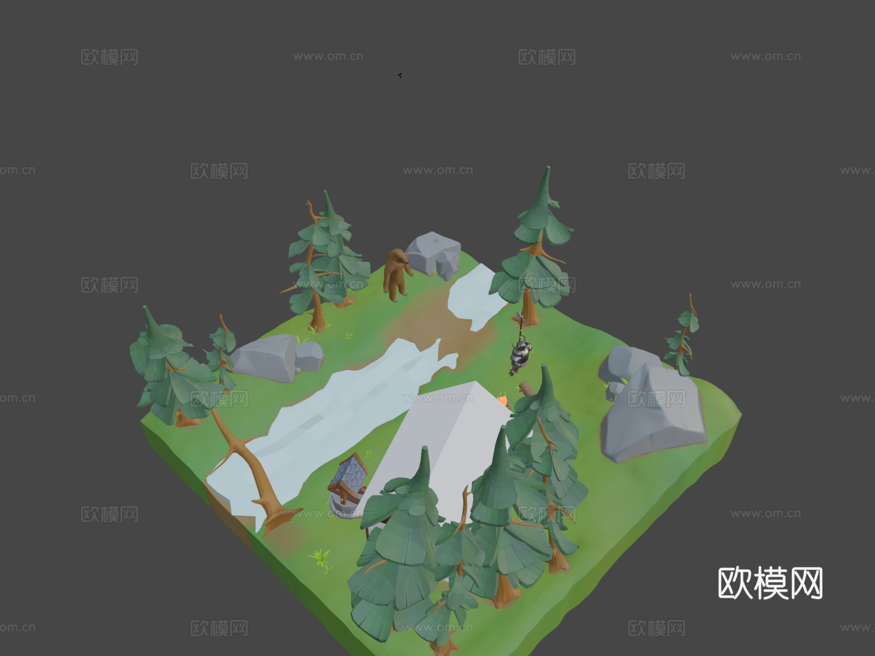 森林立体su模型