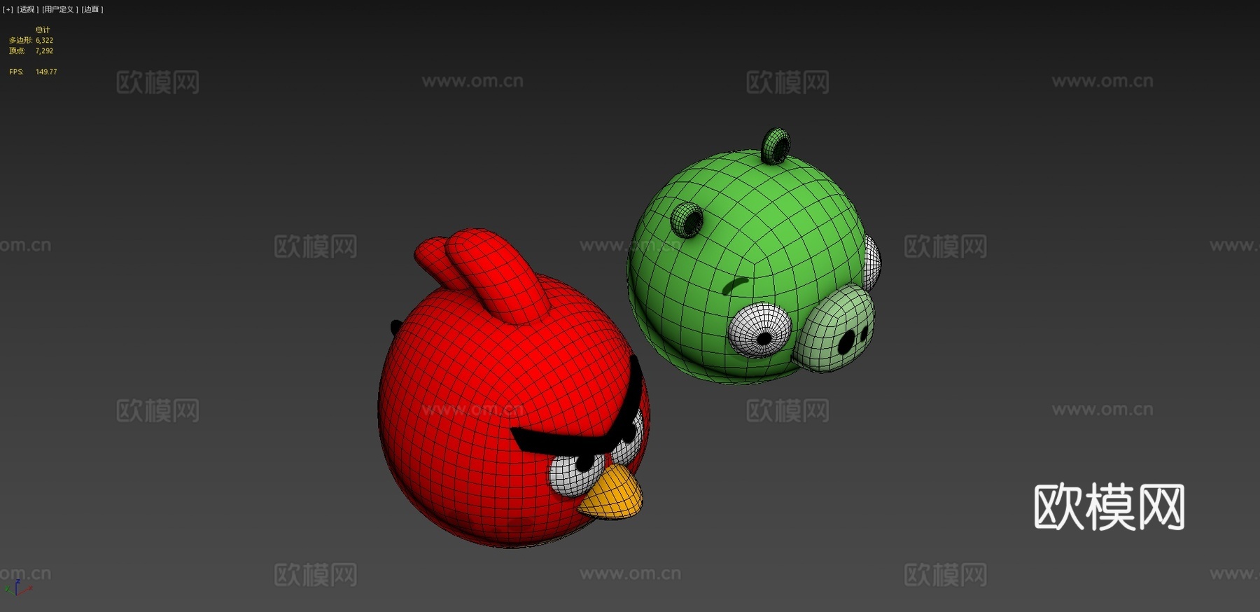 愤怒的小鸟角色集su模型下载（渲染图3）