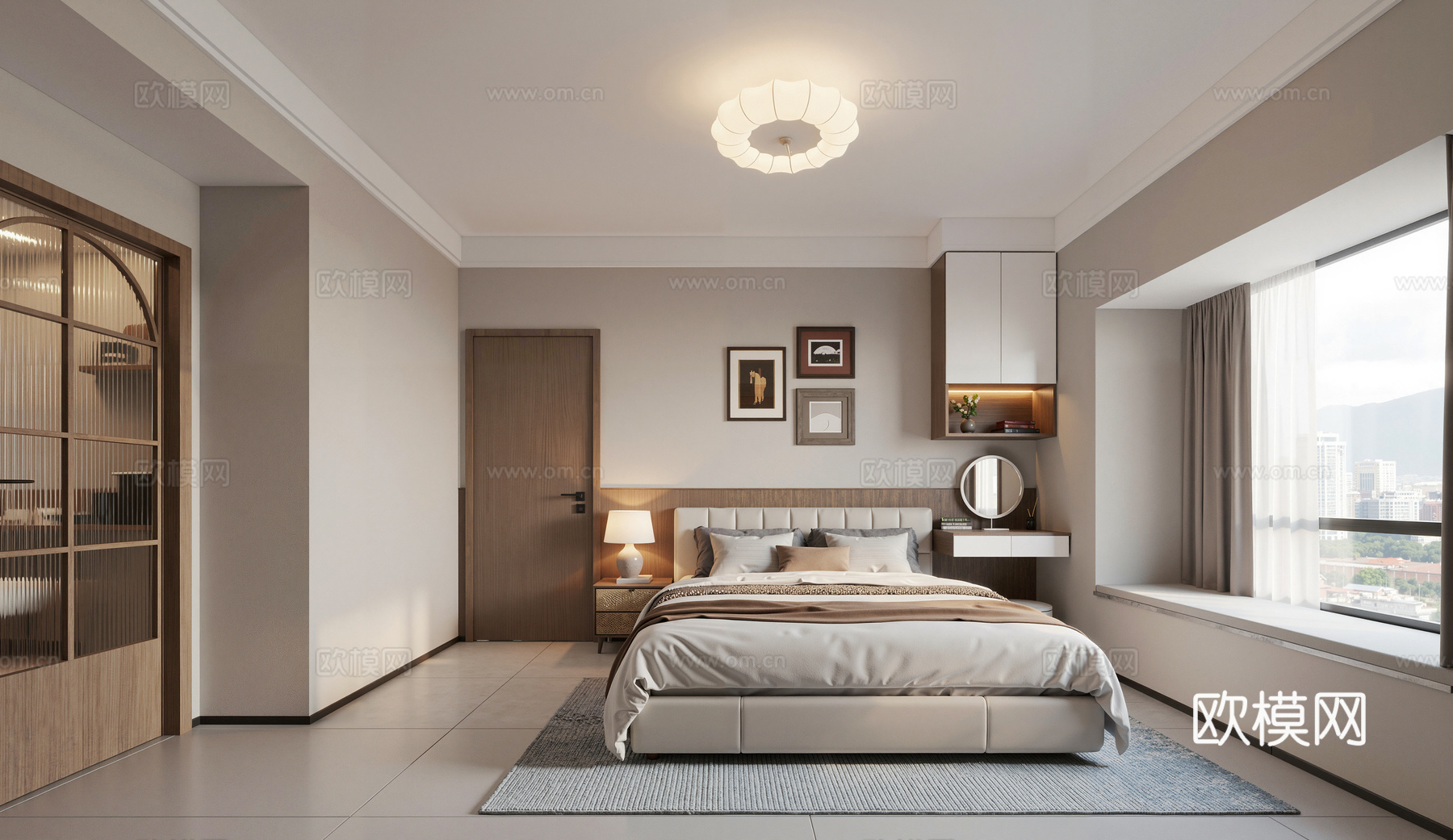 现代主卧  中古复古风主卧  美式主卧su模型