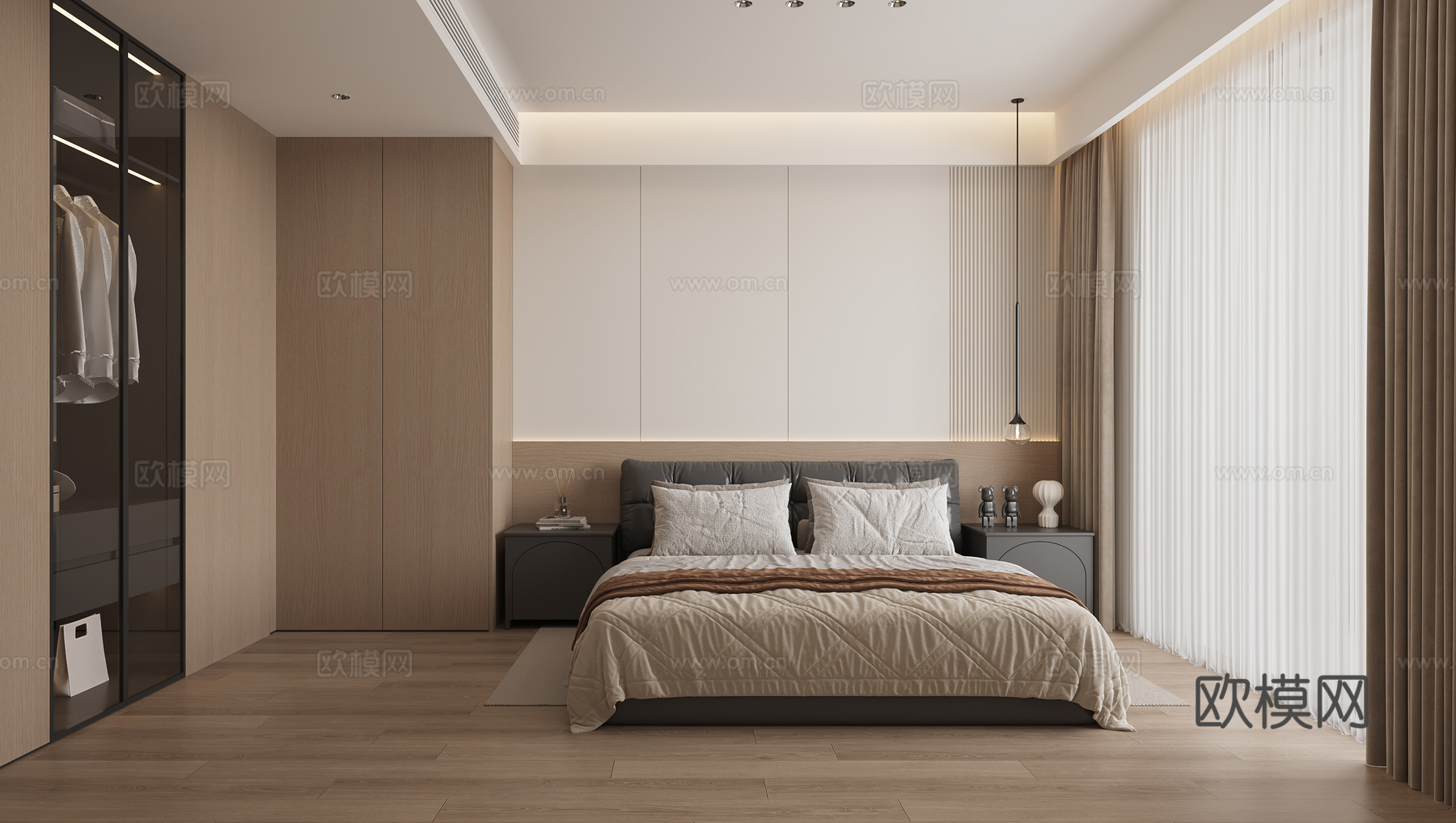 意式简约主卧室3d模型下载