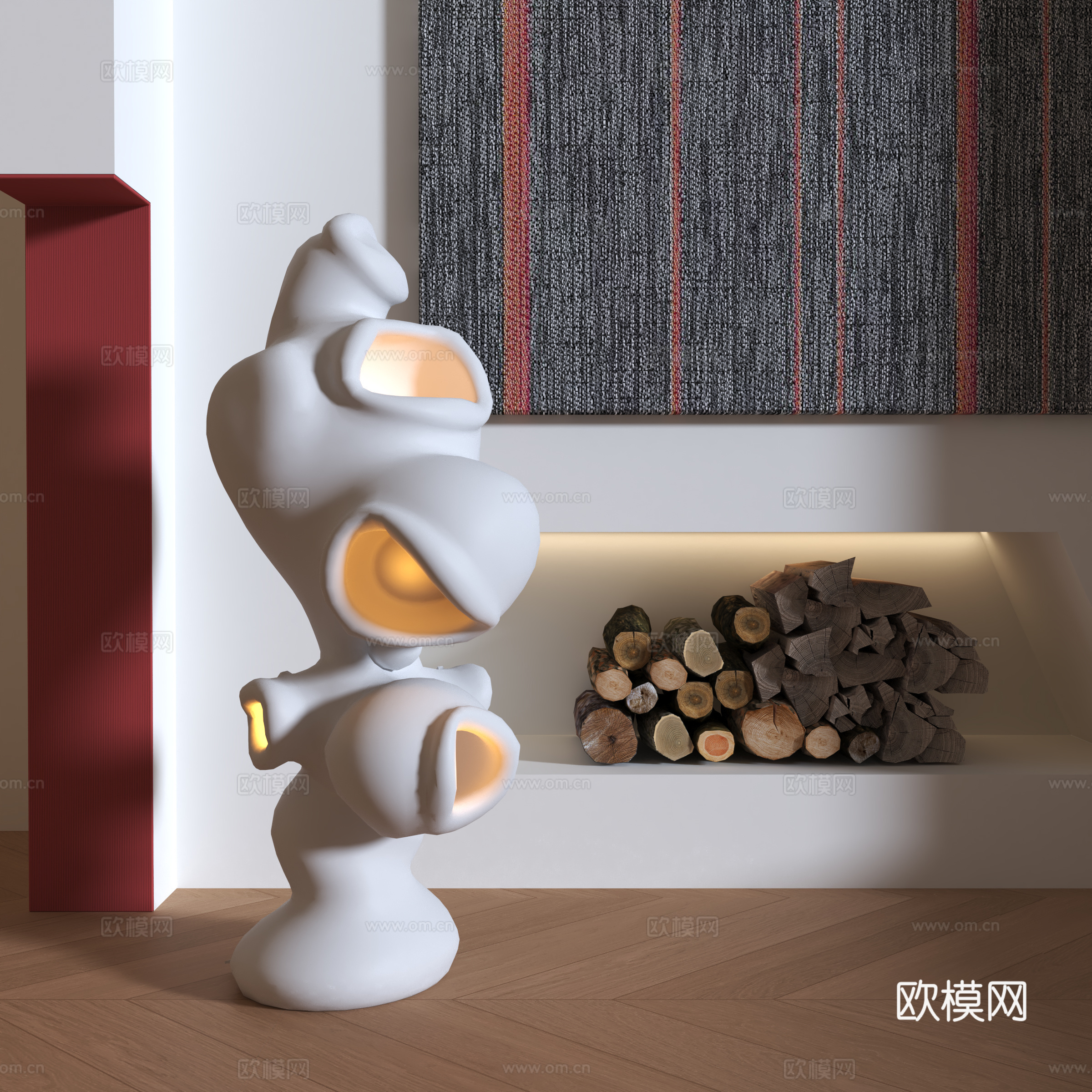 现代落地灯su模型下载（渲染图1）