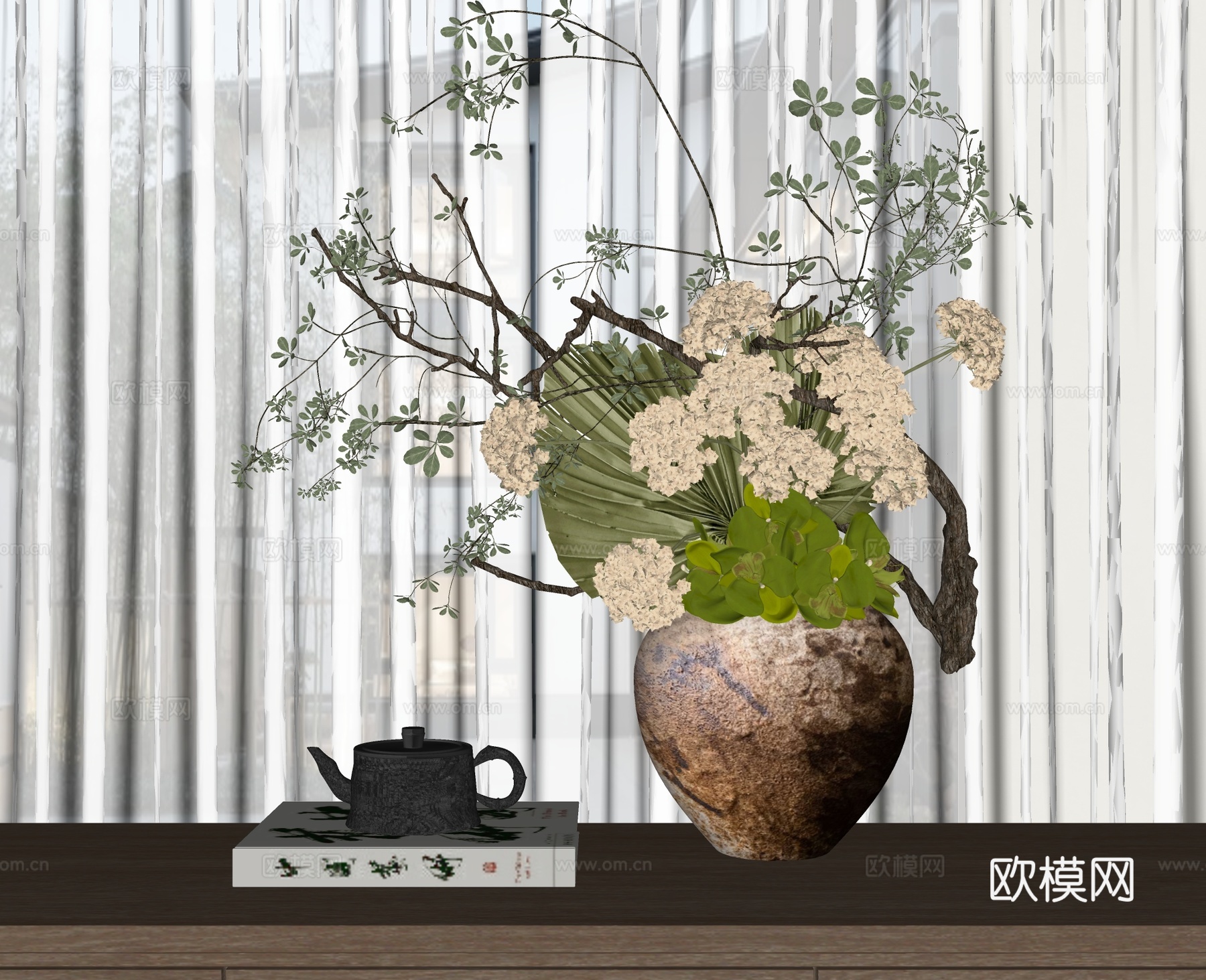 现代花瓶花艺插花su模型下载（渲染图2）