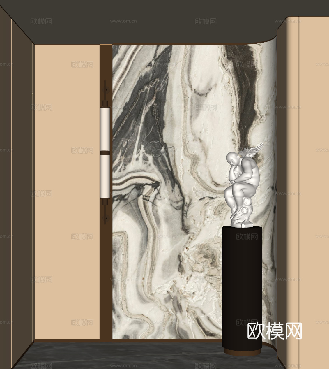意式轻奢玄关su模型下载（渲染图2）