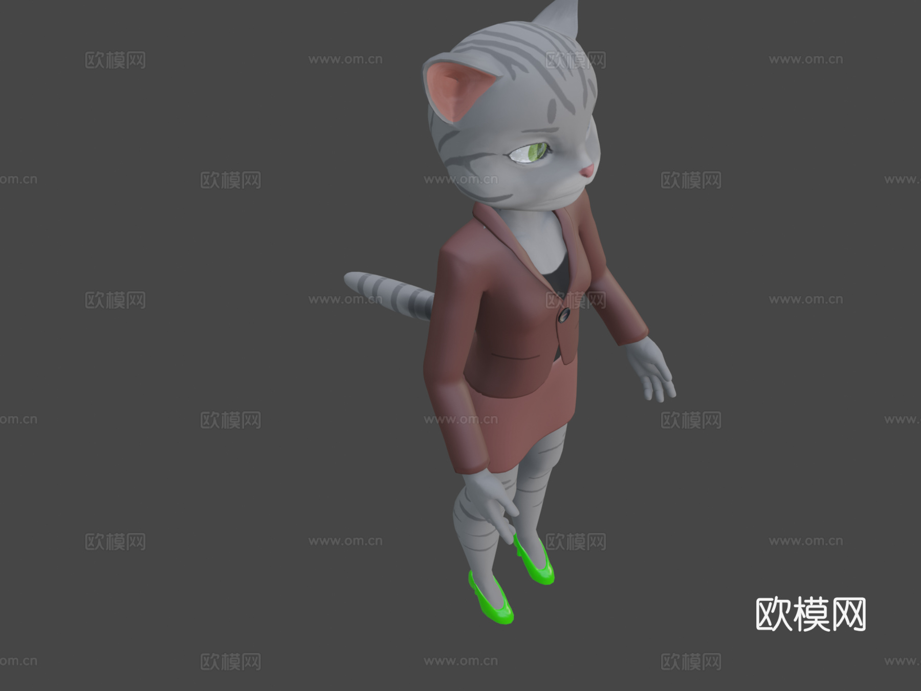 拟人化猫角色su模型下载（渲染图8）