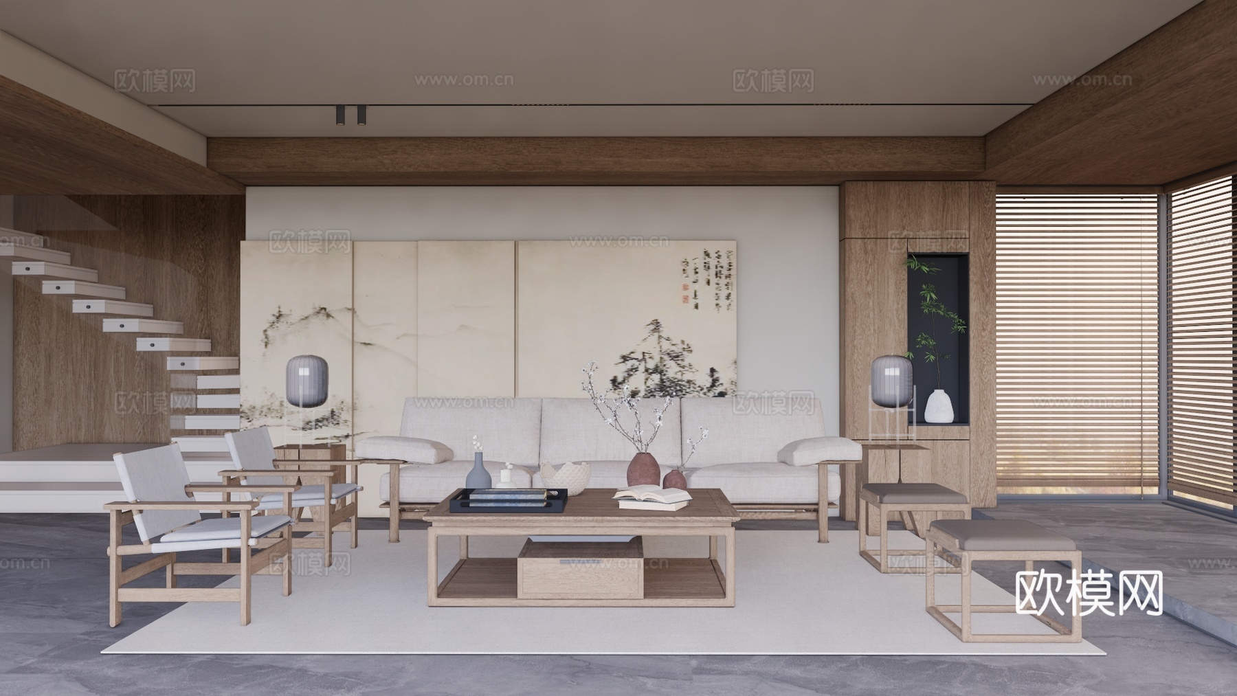 家装 衣帽间 茶室su模型下载（渲染图1）