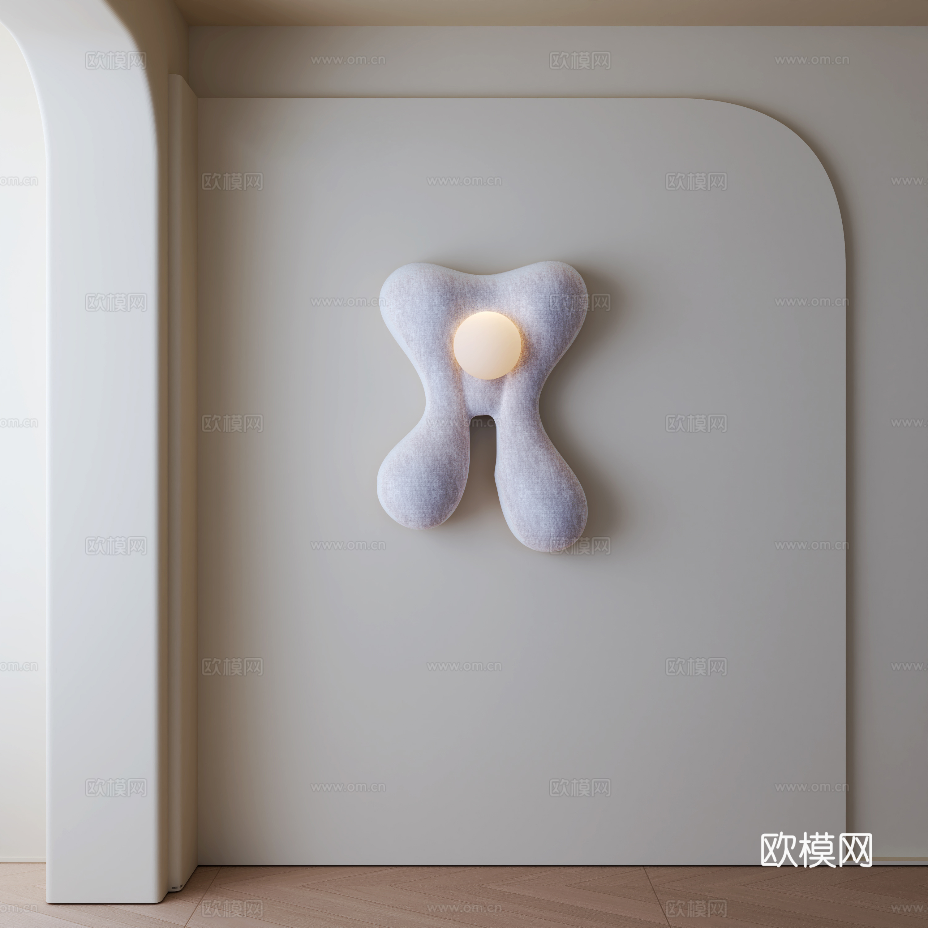 现代壁灯su模型下载（渲染图1）
