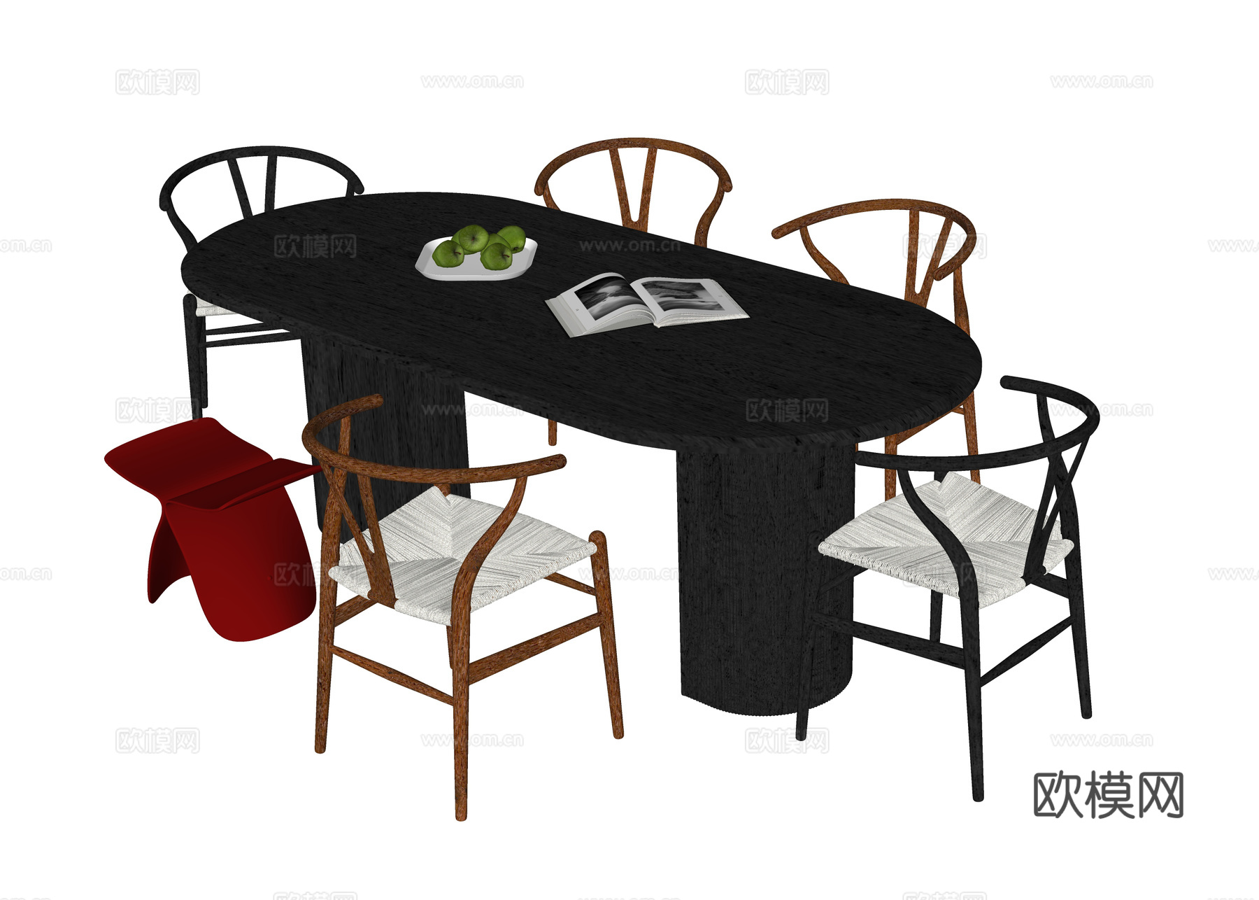 现代餐桌椅 餐椅su模型