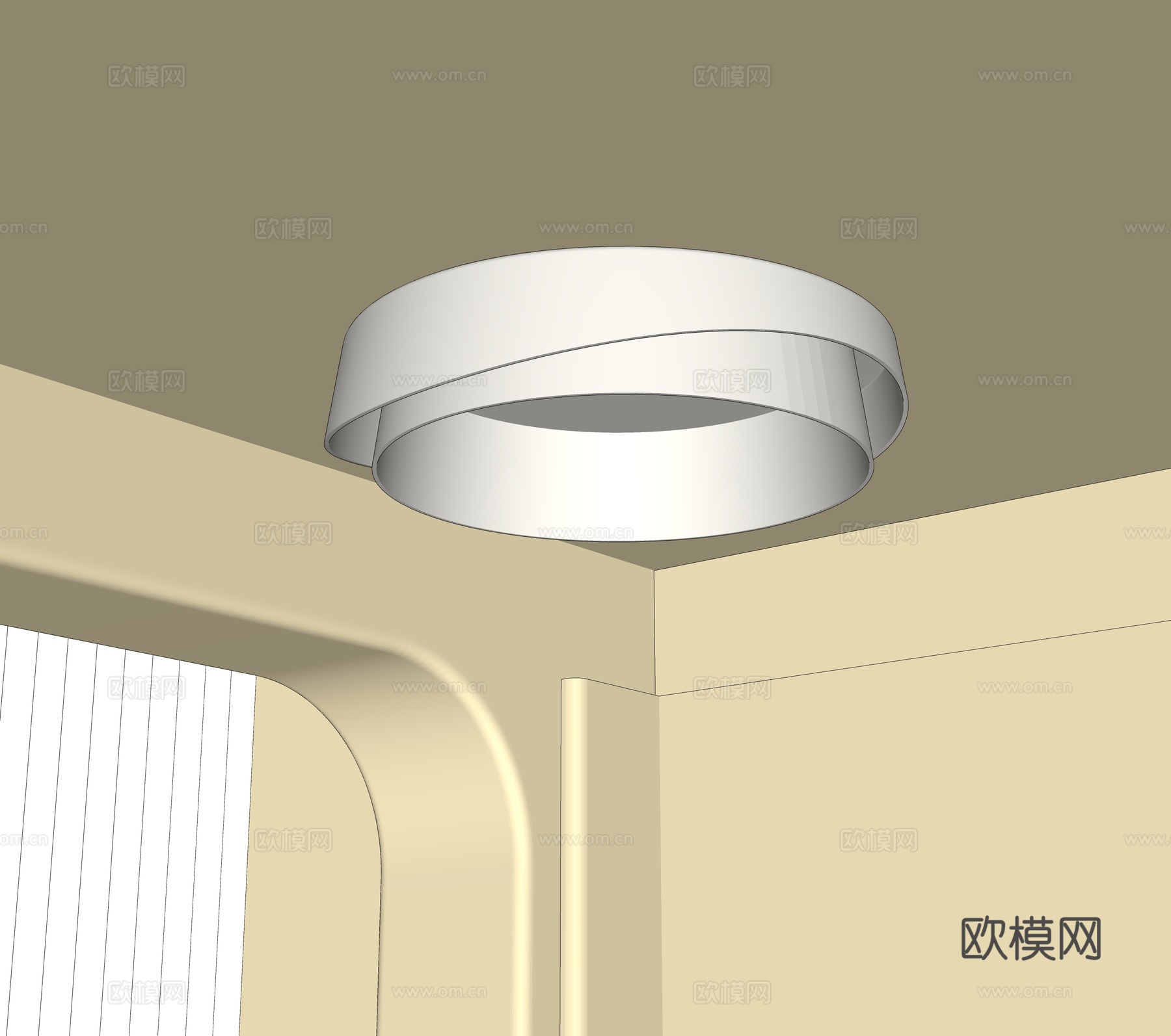 现代吸顶灯su模型下载（渲染图2）