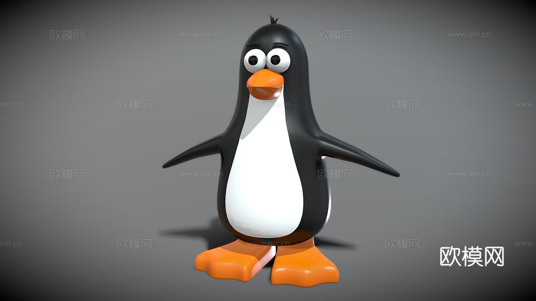 风格化企鹅角色绑定su模型