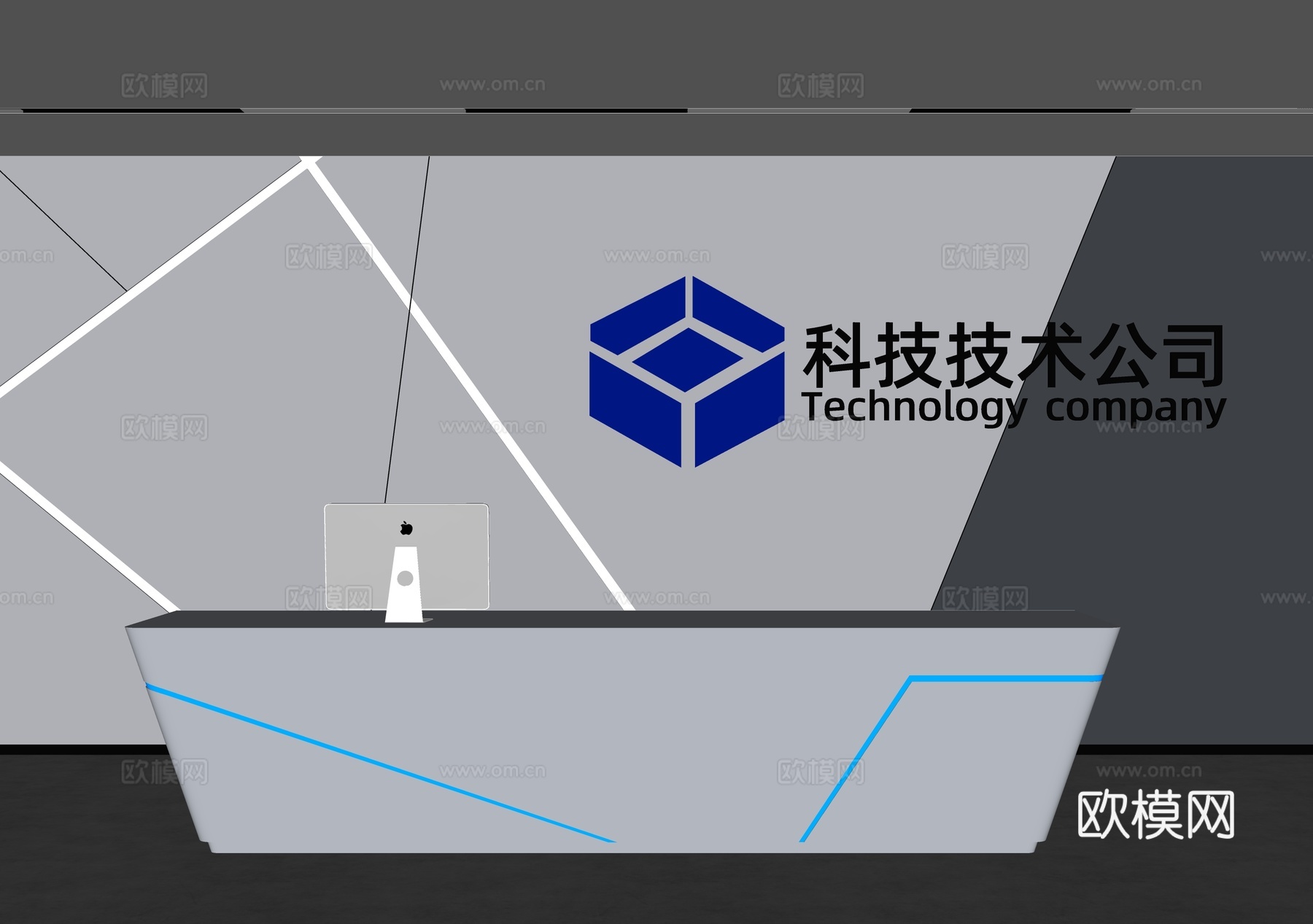 现代背景墙 前台背景墙 公司形象墙 接待背景墙 科技背景墙su模型