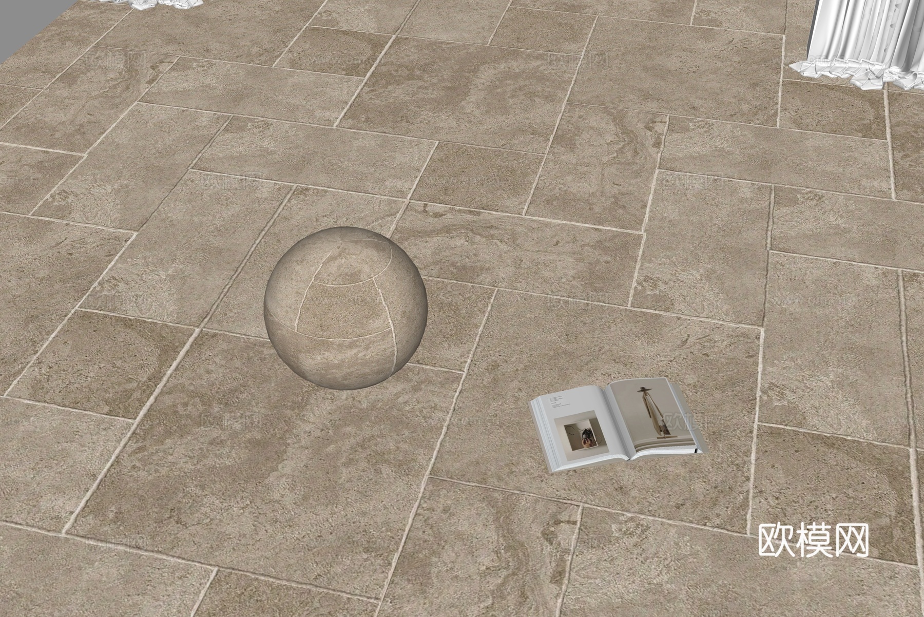现代客厅地面su模型下载（渲染图2）
