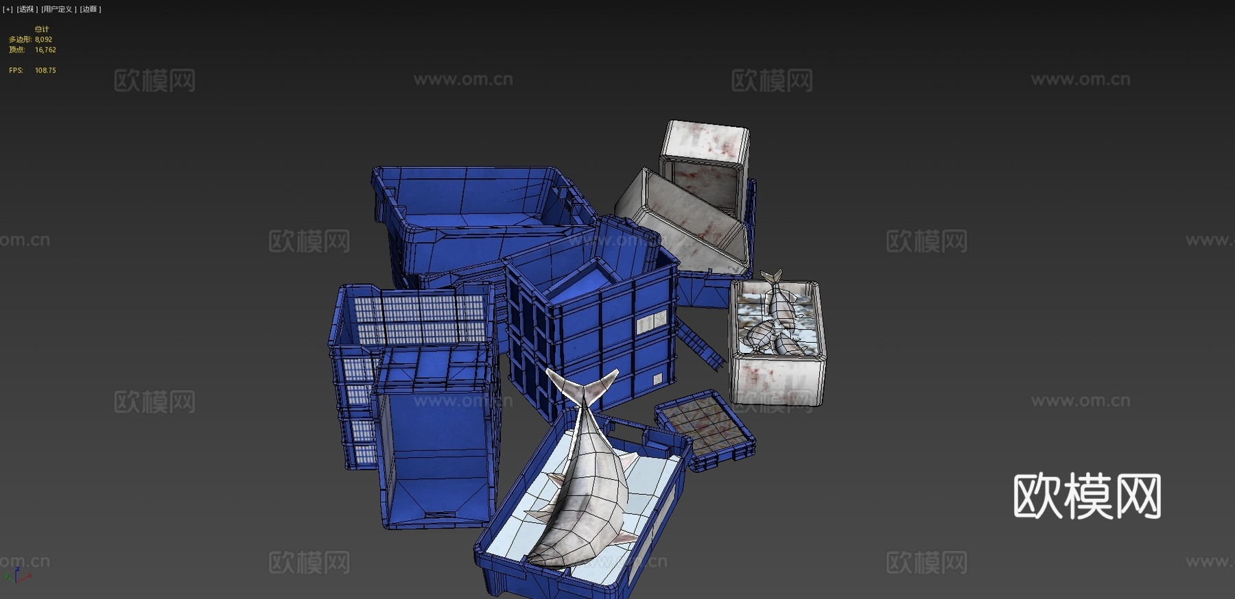 渔用塑料箱su模型