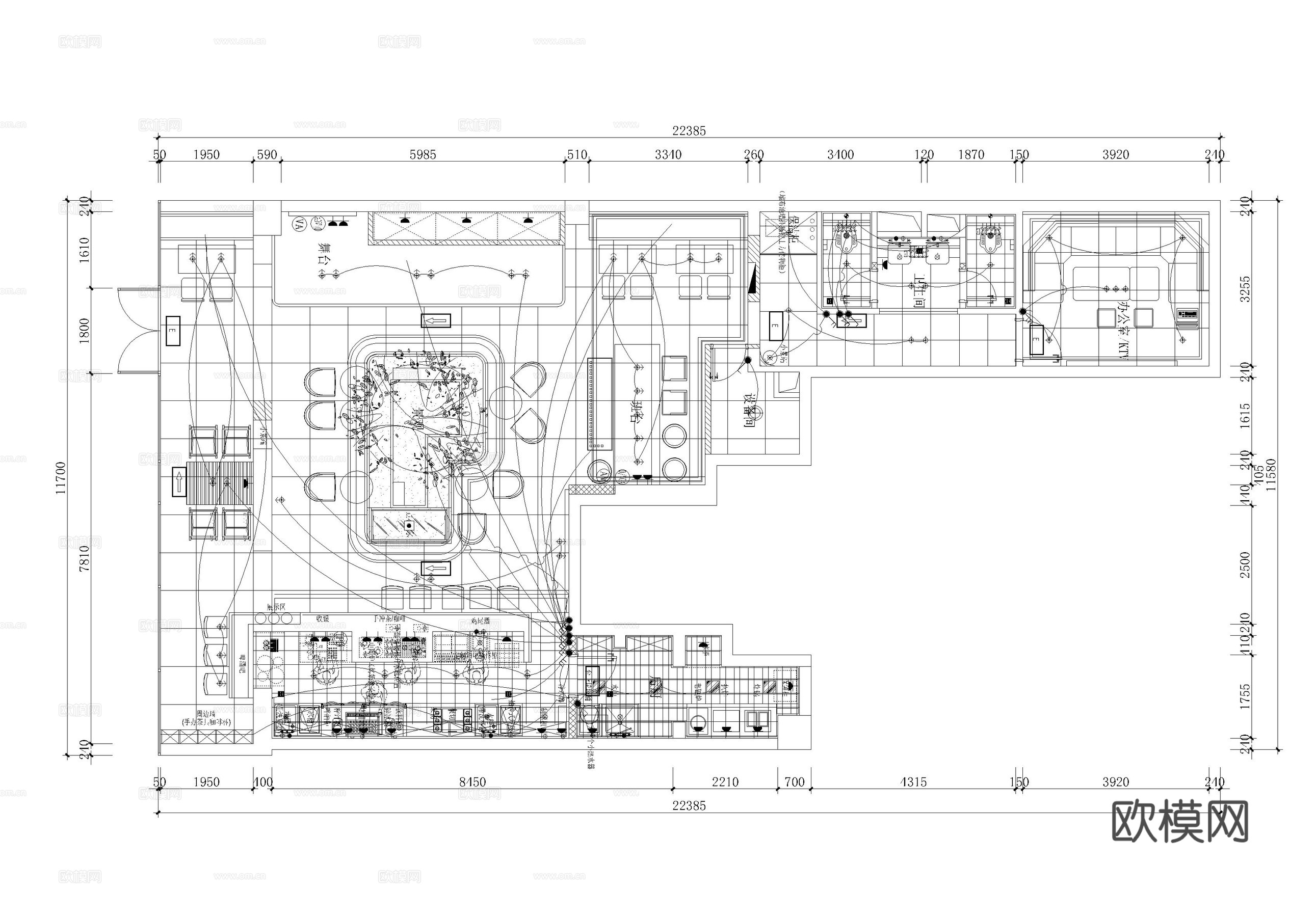 清吧酒馆 CAD平面布置图  音乐餐厅 小酒吧 酒吧餐厅cad施工图下载（渲染图2）
