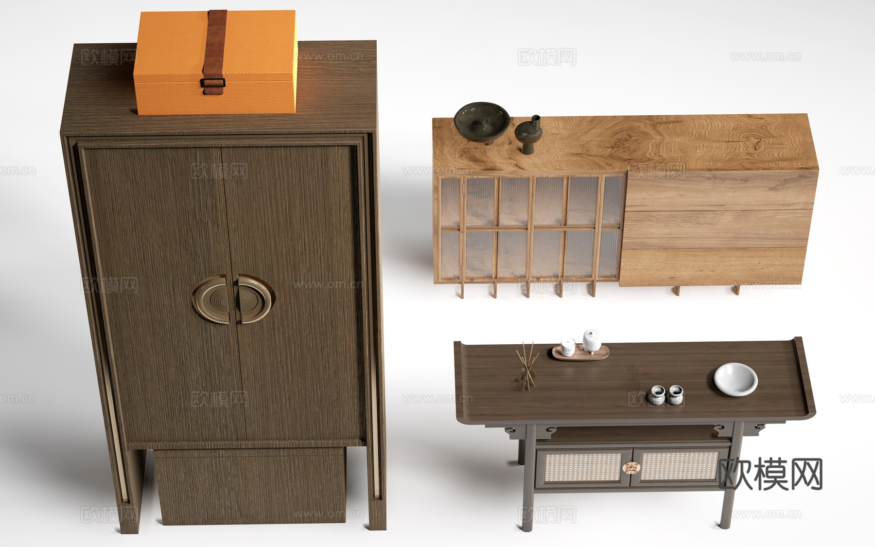 现代备餐台 餐边柜 餐台su模型