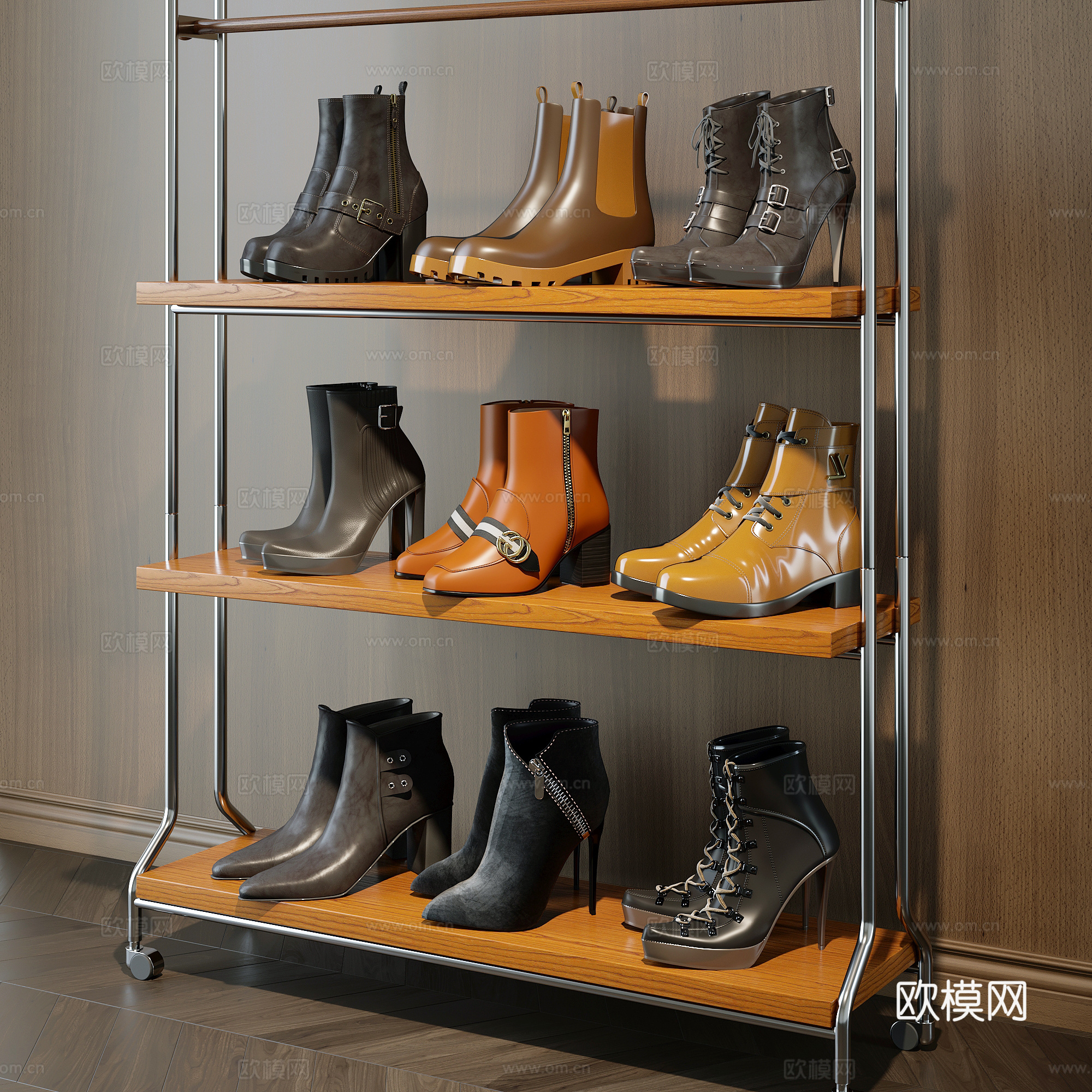 现代皮鞋高跟鞋3d模型下载