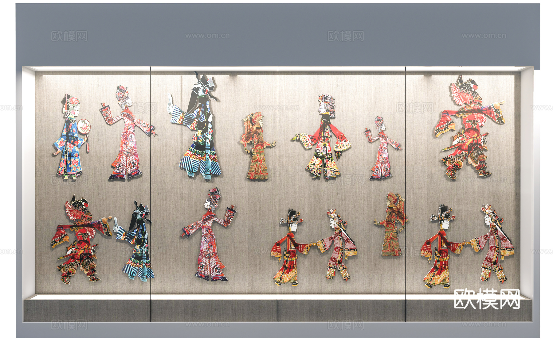 现代皮影人物 皮影小品 皮影戏道具su模型