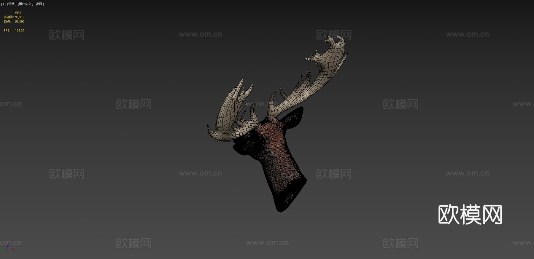 鹿半身像su模型