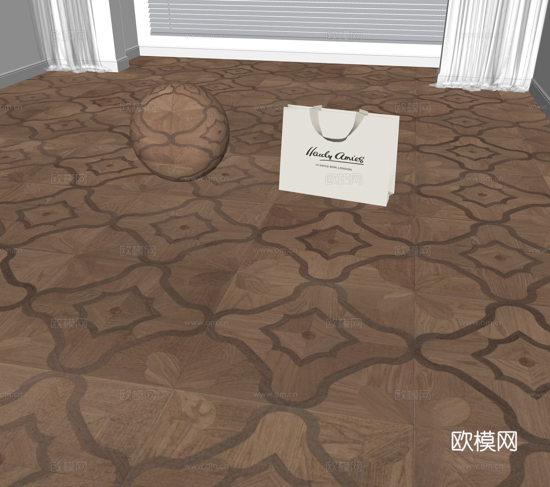 现代木地板su模型下载（渲染图2）