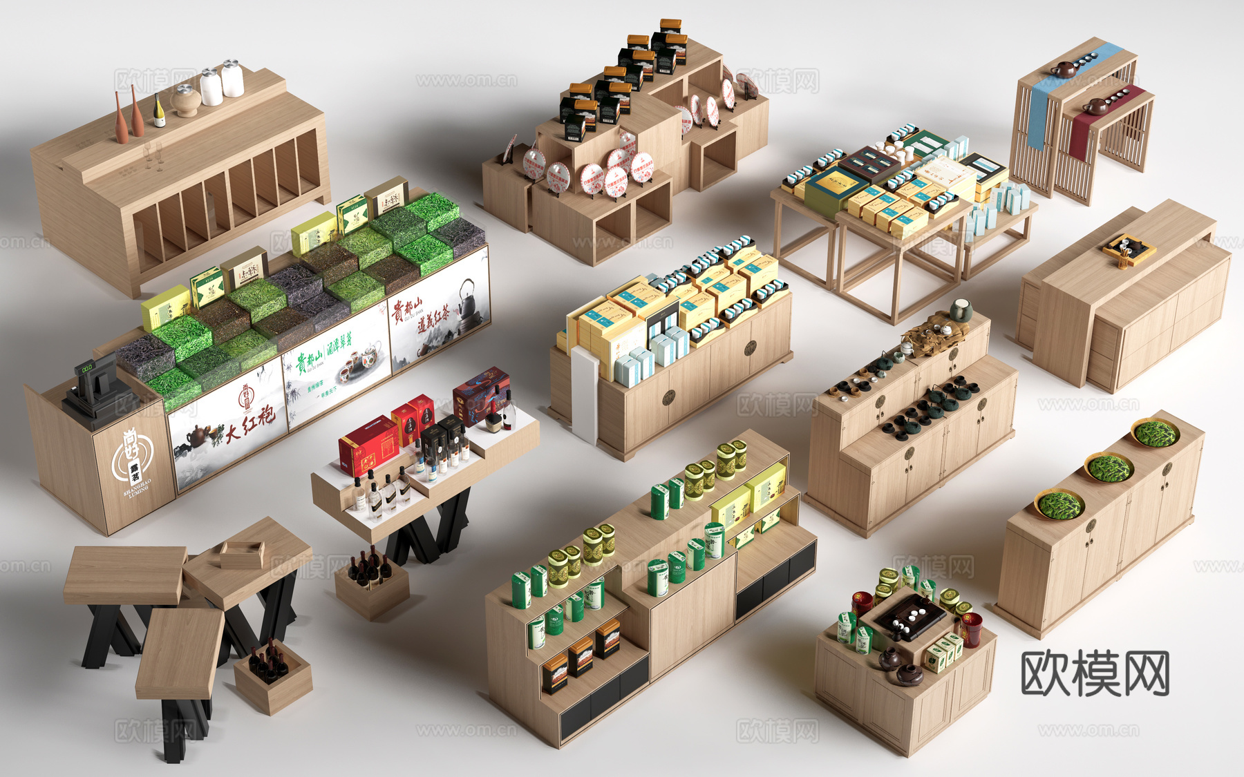 现代文创展台 文创展柜 文创展架 民俗小品su模型