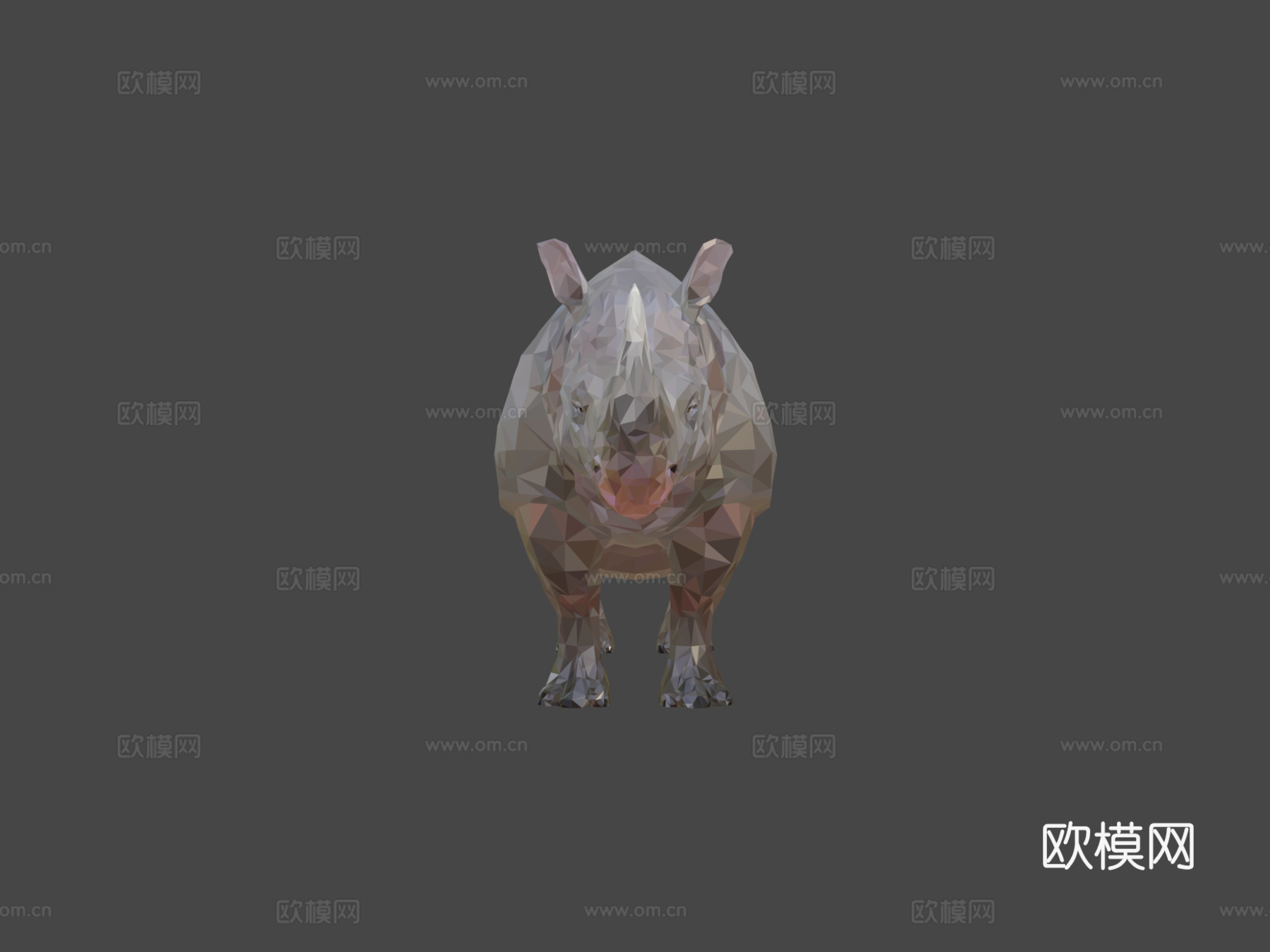 低多边形艺术非洲动物犀牛su模型