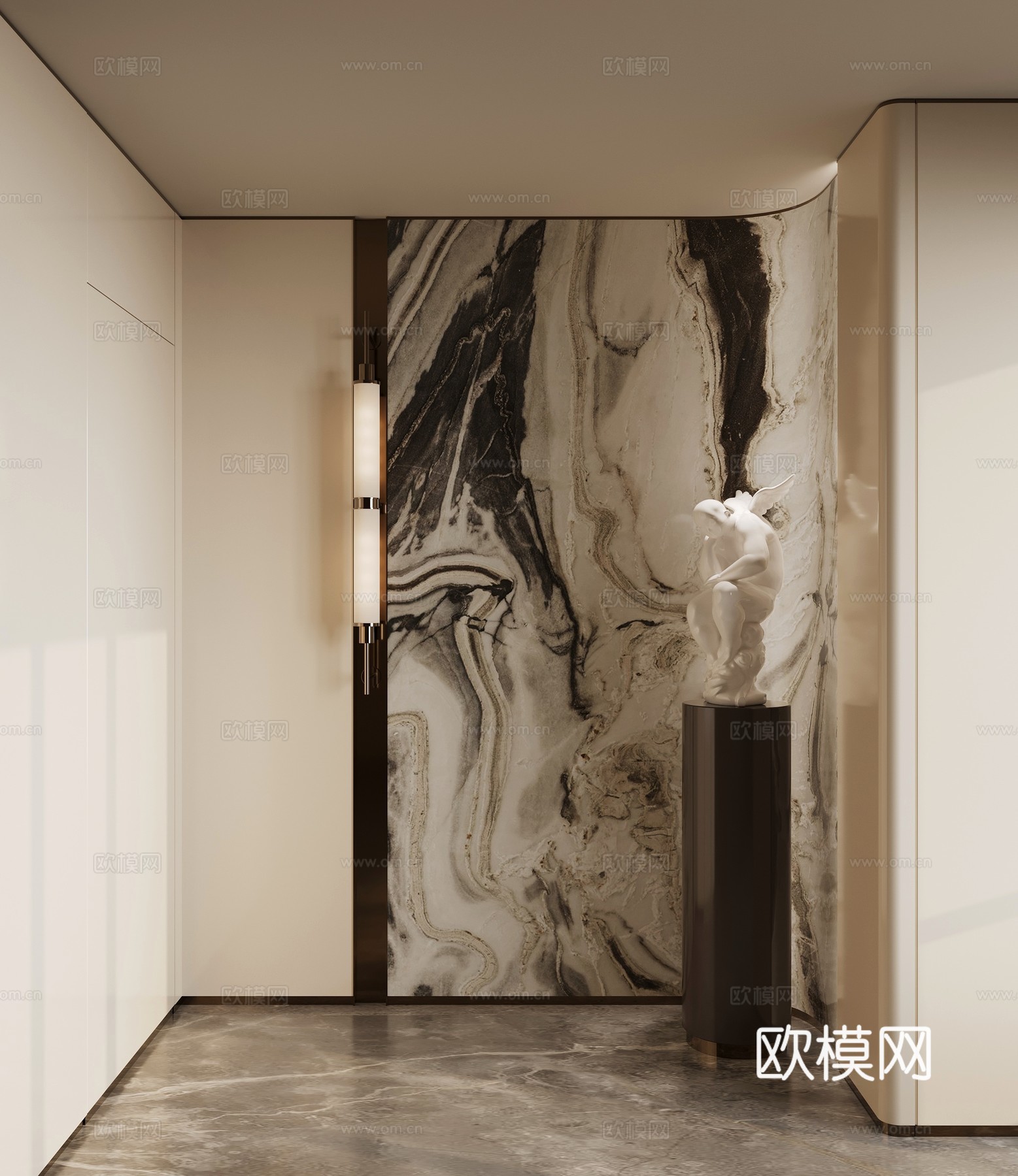 意式轻奢玄关3d模型下载