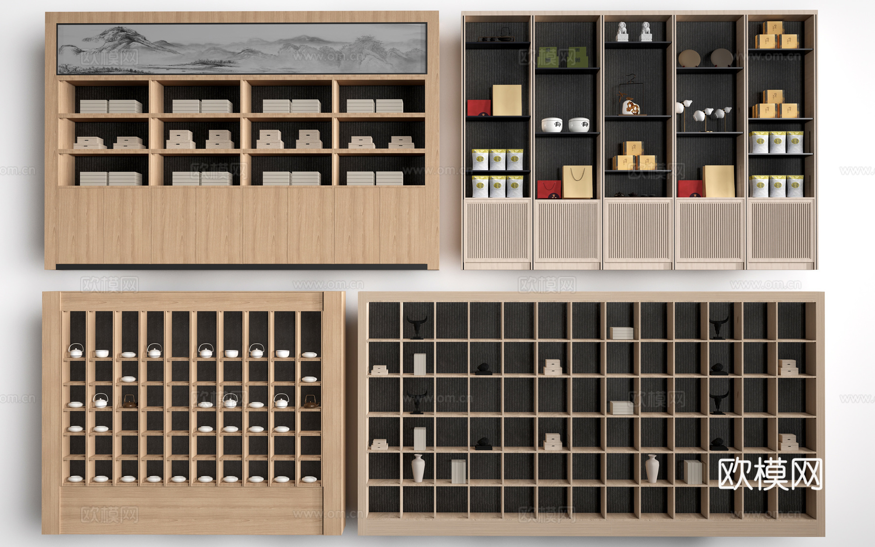 现代货架 货柜 文创展架 烟酒展示架su模型