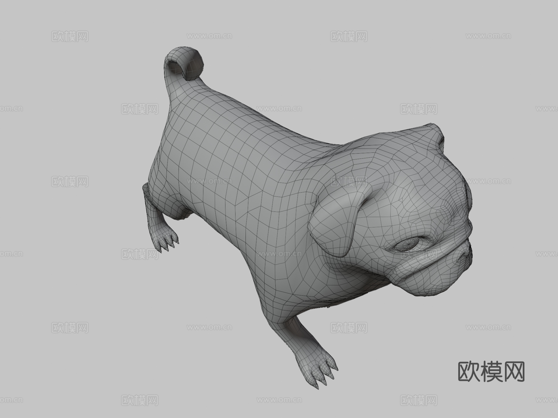 低多边形风格化狗巴哥犬su模型