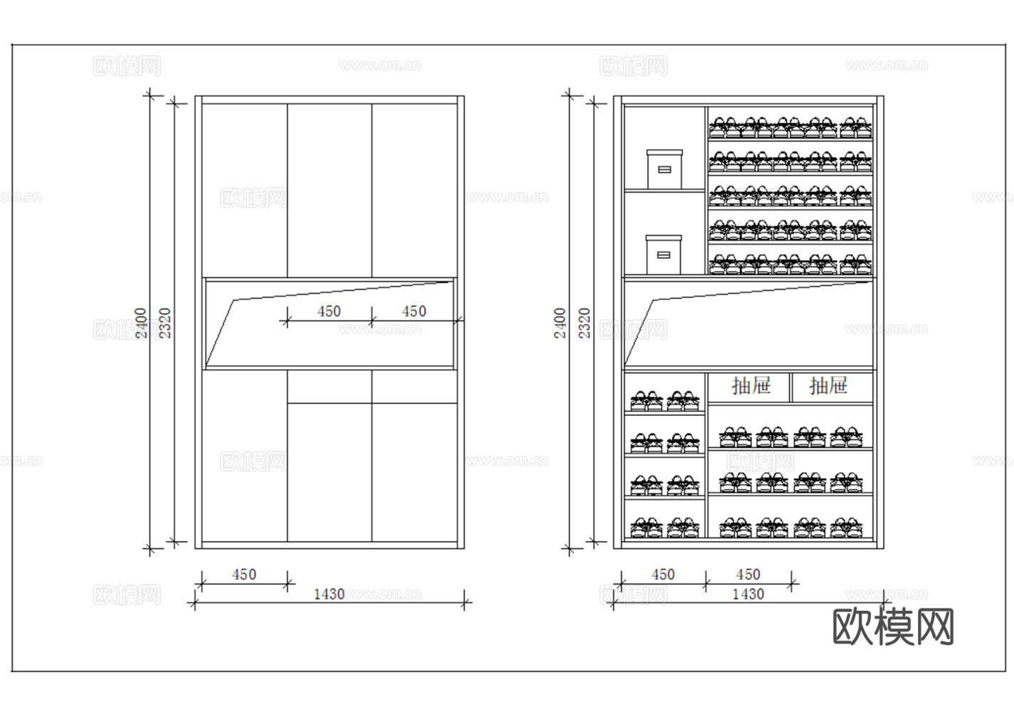 玄关柜 鞋柜 入户玄关 餐边柜 柜子 定制鞋柜 定制玄关柜cad施工图下载（渲染图6）