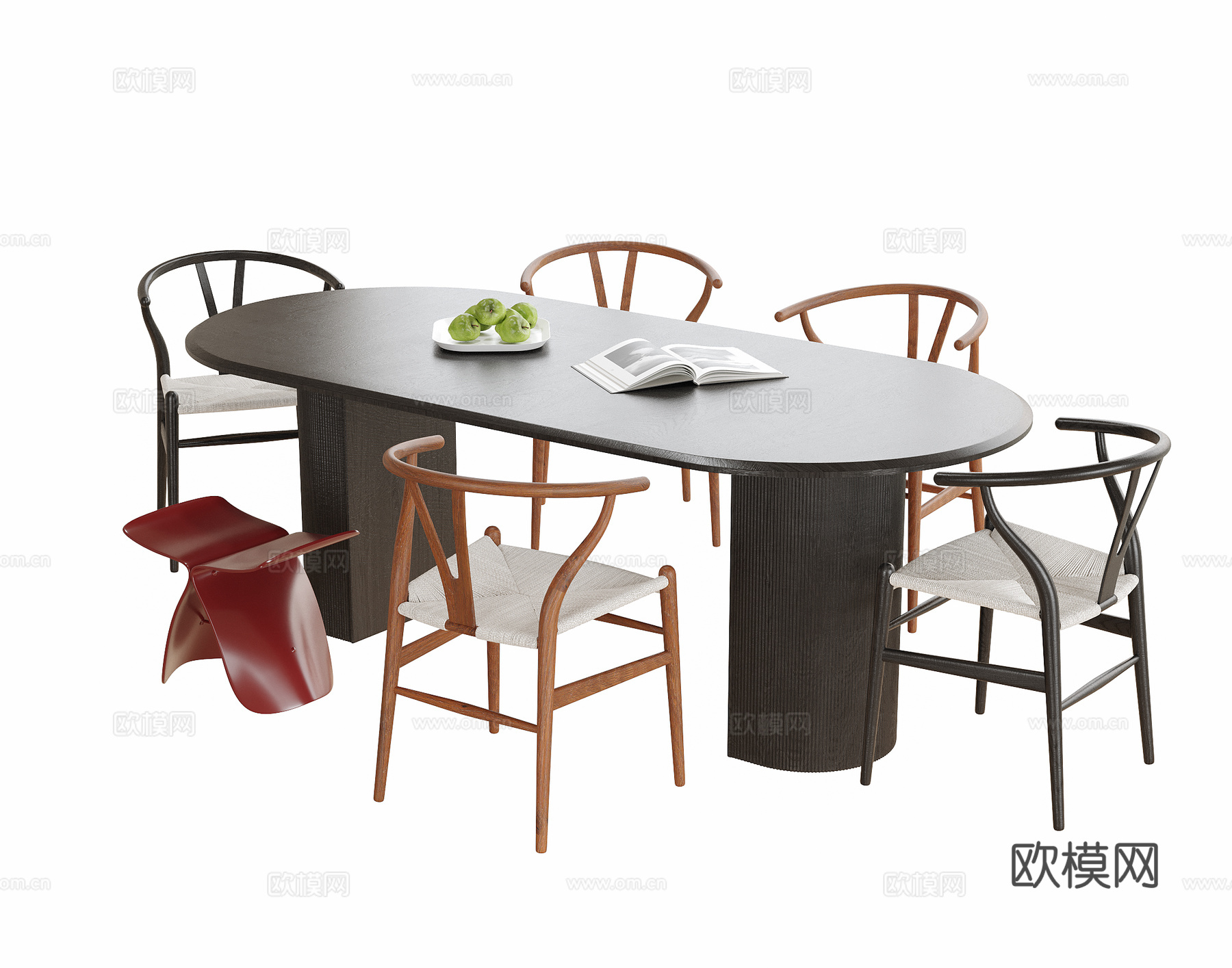 现代餐桌椅 餐椅su模型