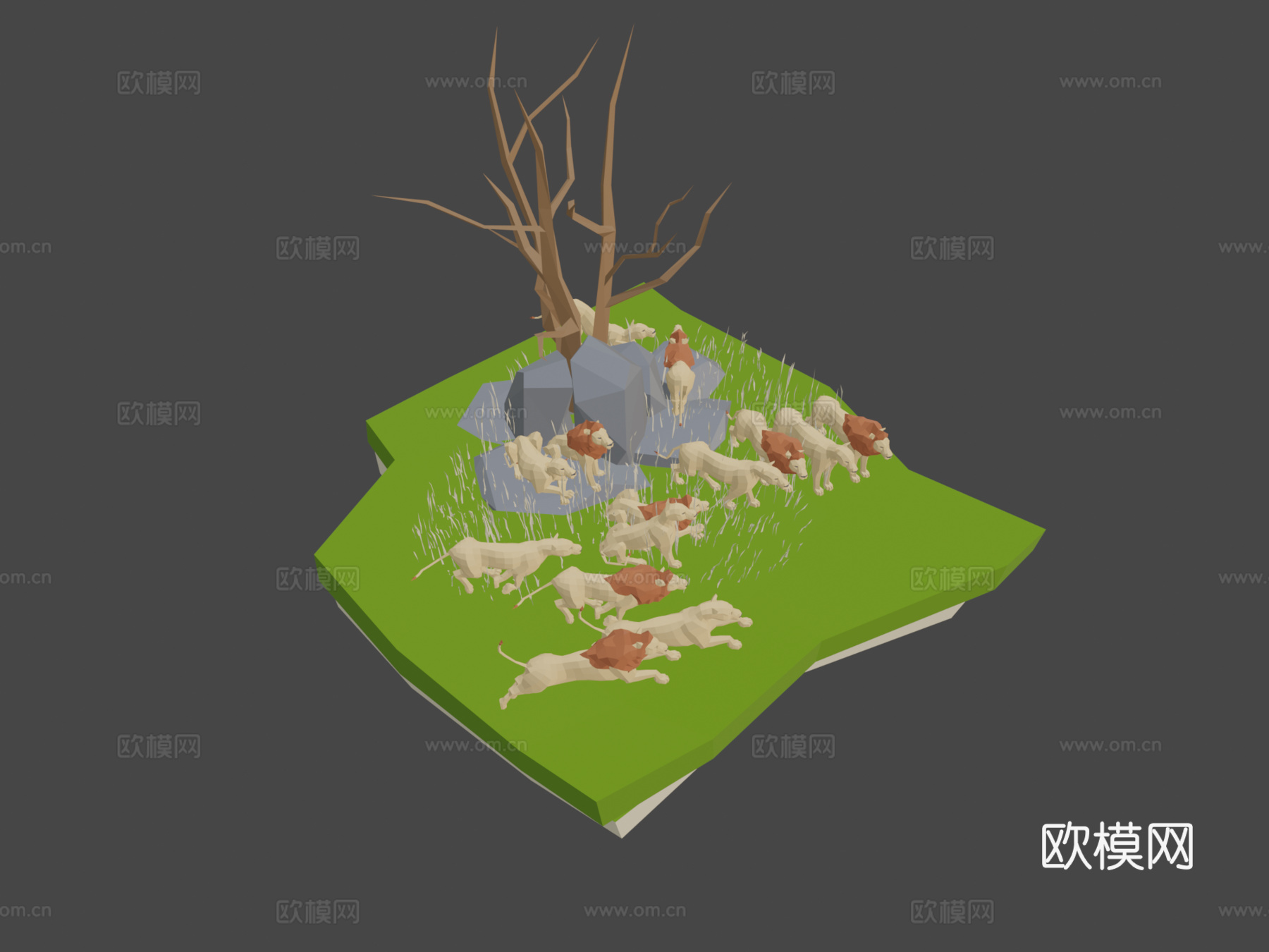 狮子su模型下载（渲染图8）