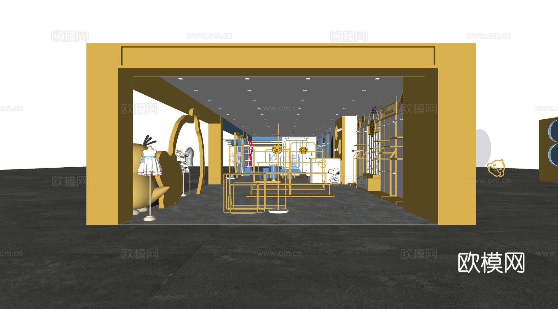 现代童装店 儿童服装店su模型下载（渲染图2）