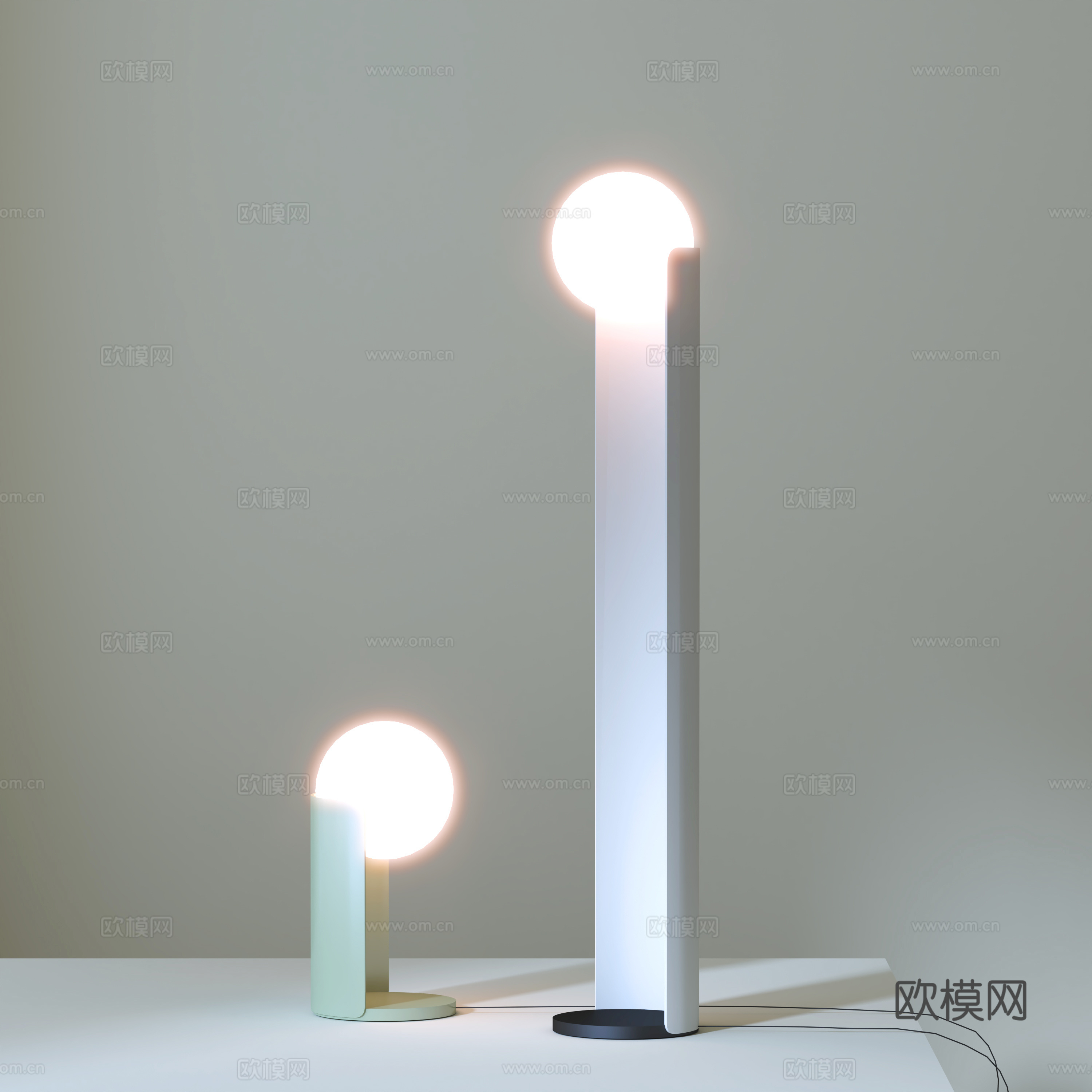 现代台灯su模型下载（渲染图1）