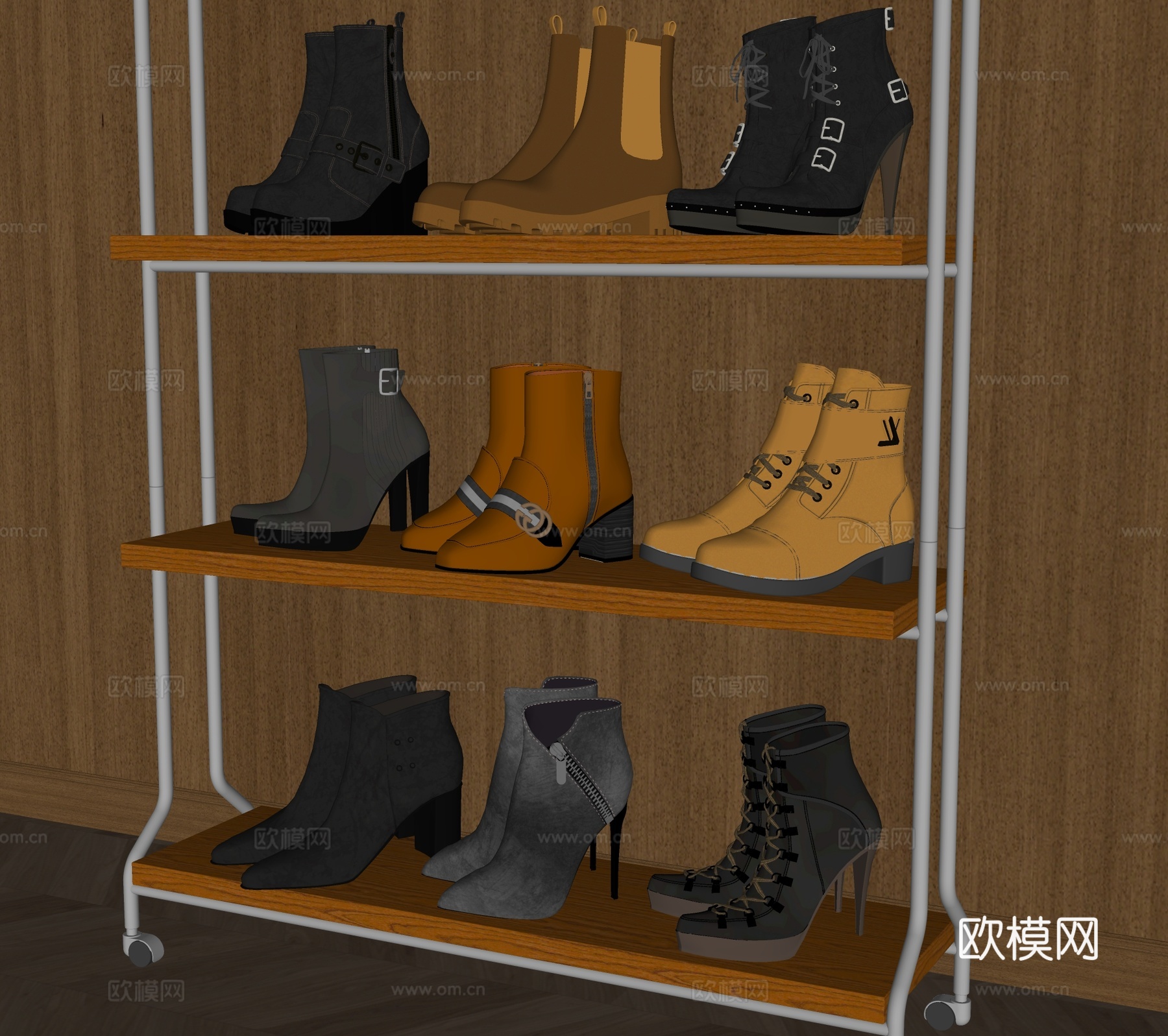 现代皮鞋高跟鞋su模型下载（渲染图2）