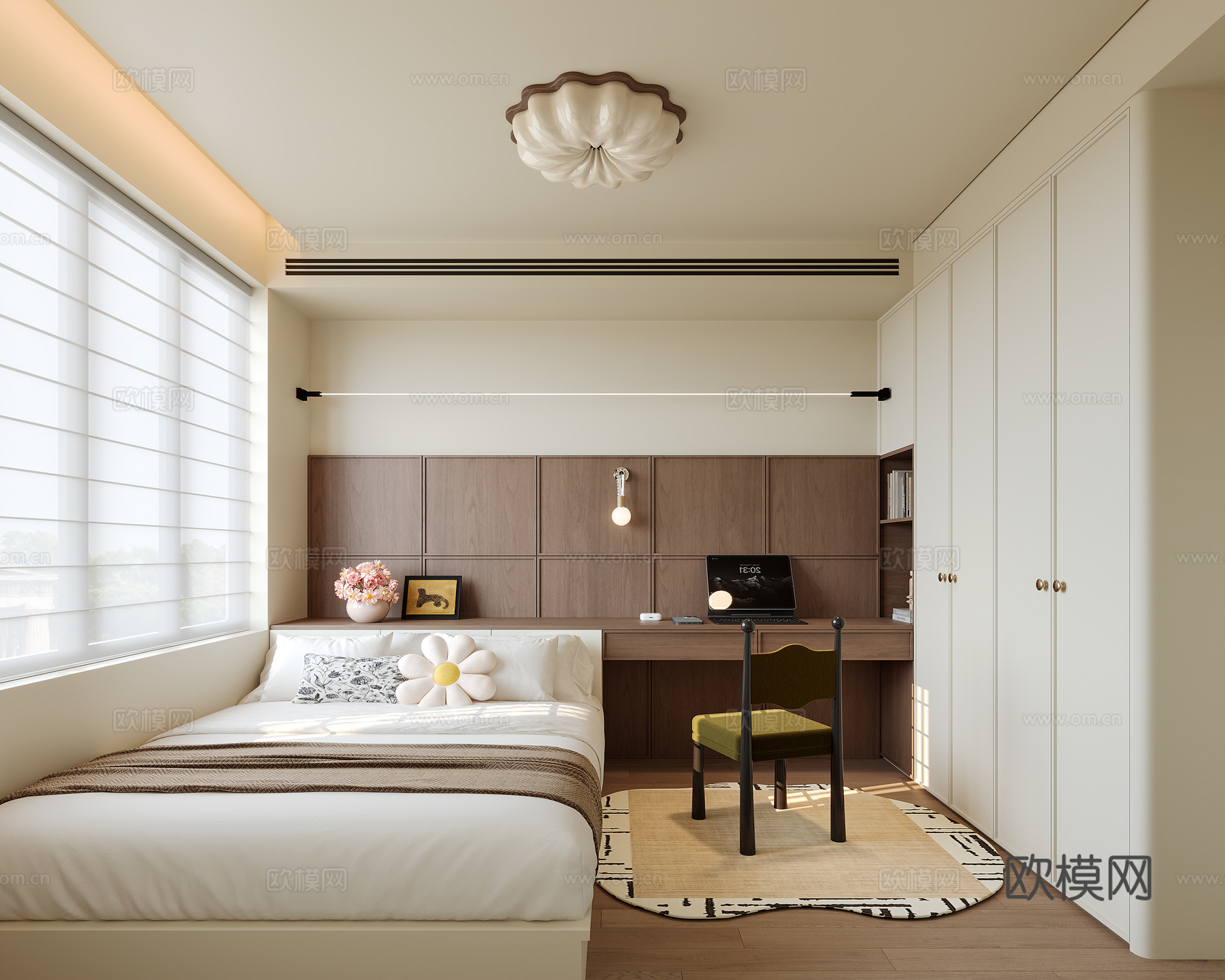 中古风榻榻米卧室3d模型下载