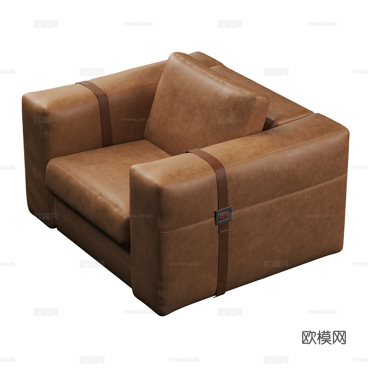 现代简约单人沙发 单人沙发 简约沙发 休闲沙发 皮革沙发 棕3d模型