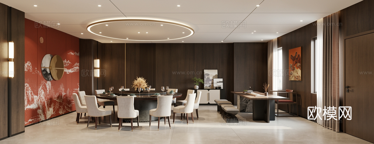 餐厅包厢  茶室  包房su模型