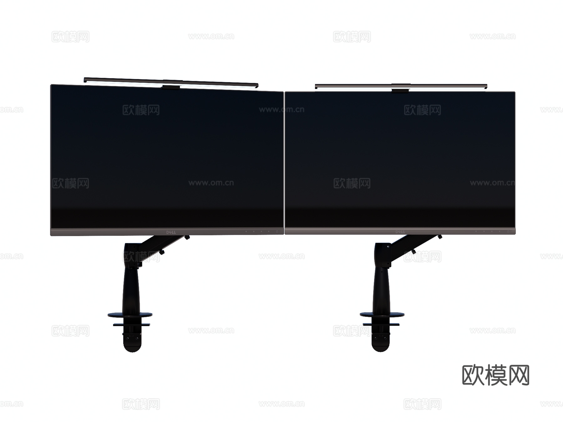 台式电脑 PC 双联屏su模型下载（渲染图1）