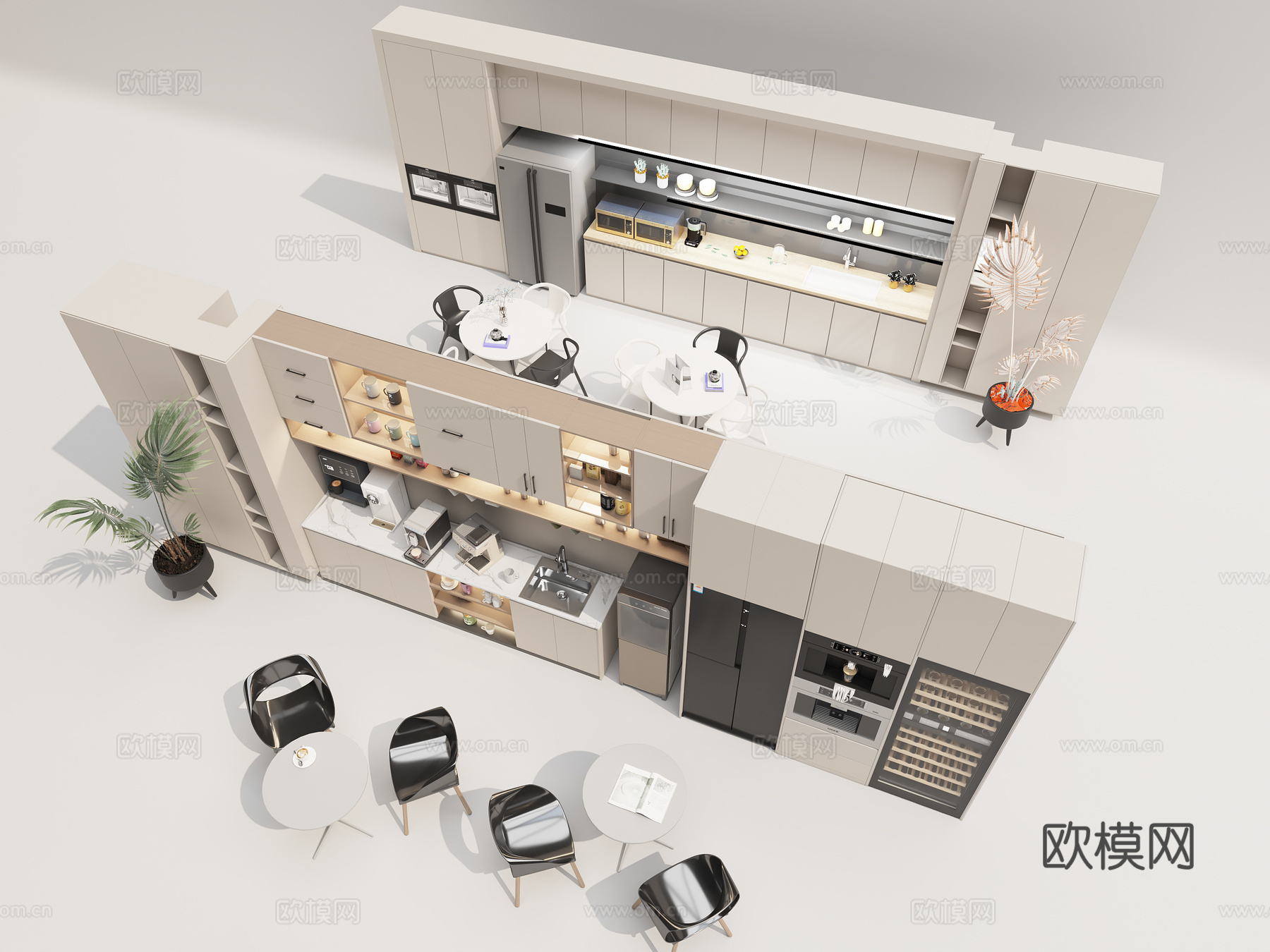 现代茶水间 茶水柜3d模型