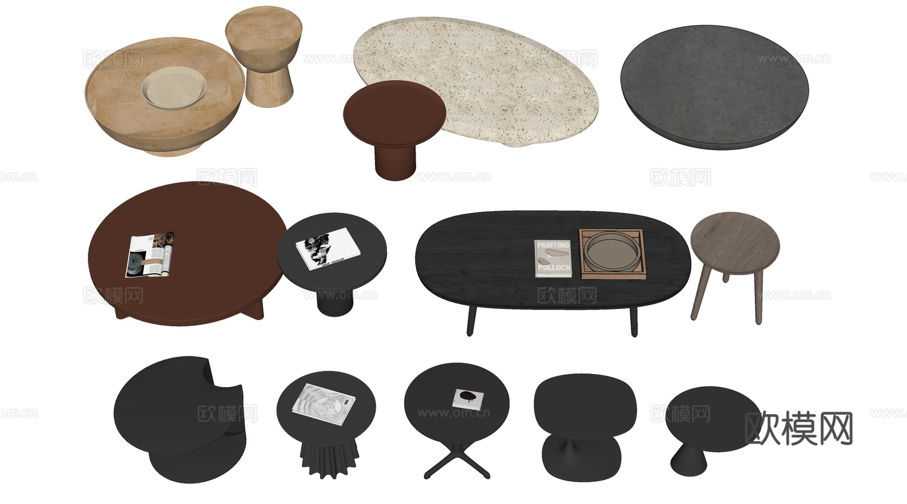 现代茶几 客厅茶几su模型下载（渲染图2）