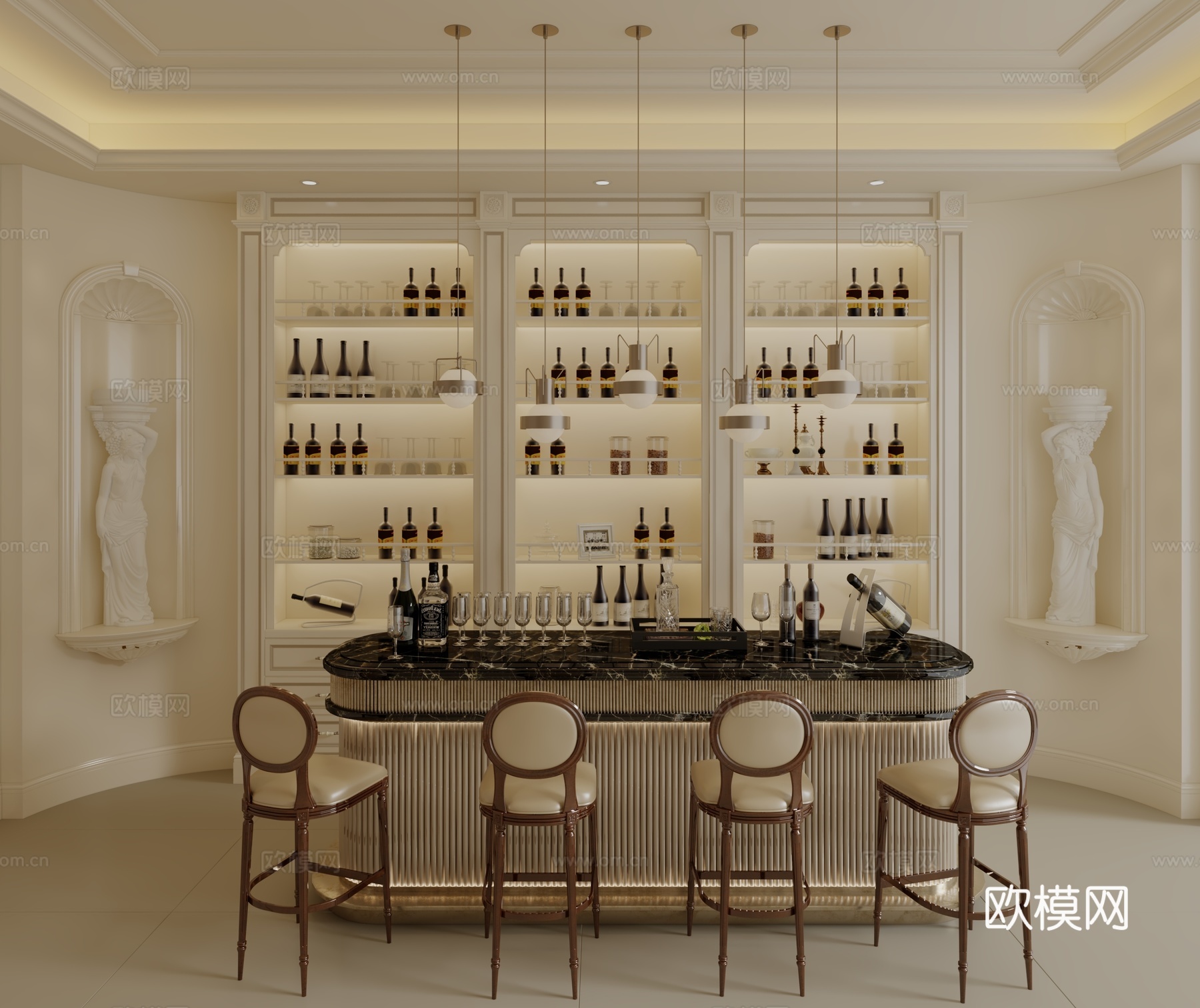 欧式酒柜3d模型