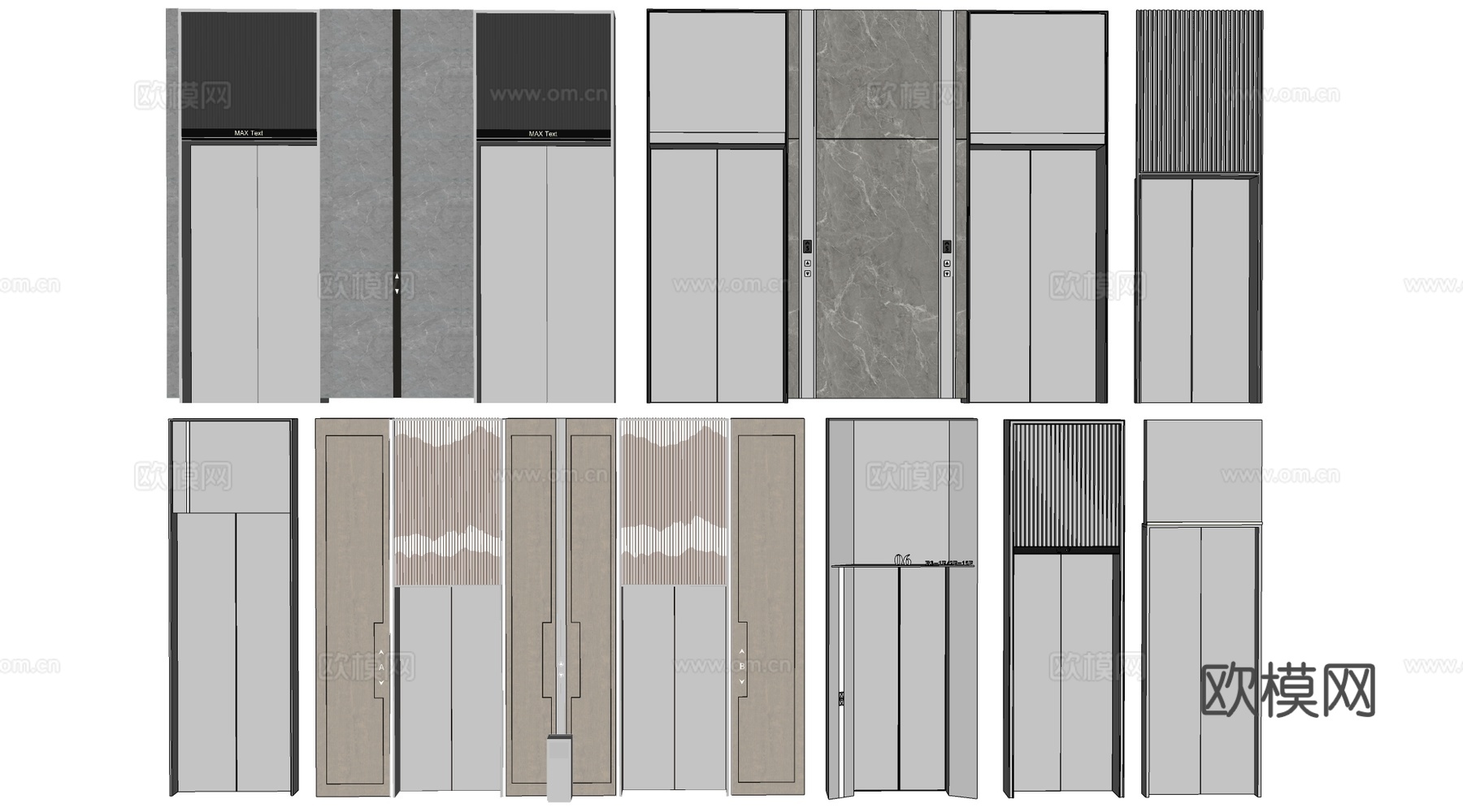现代电梯厅 电梯门 电梯轿厢 升降电梯su模型下载（渲染图2）