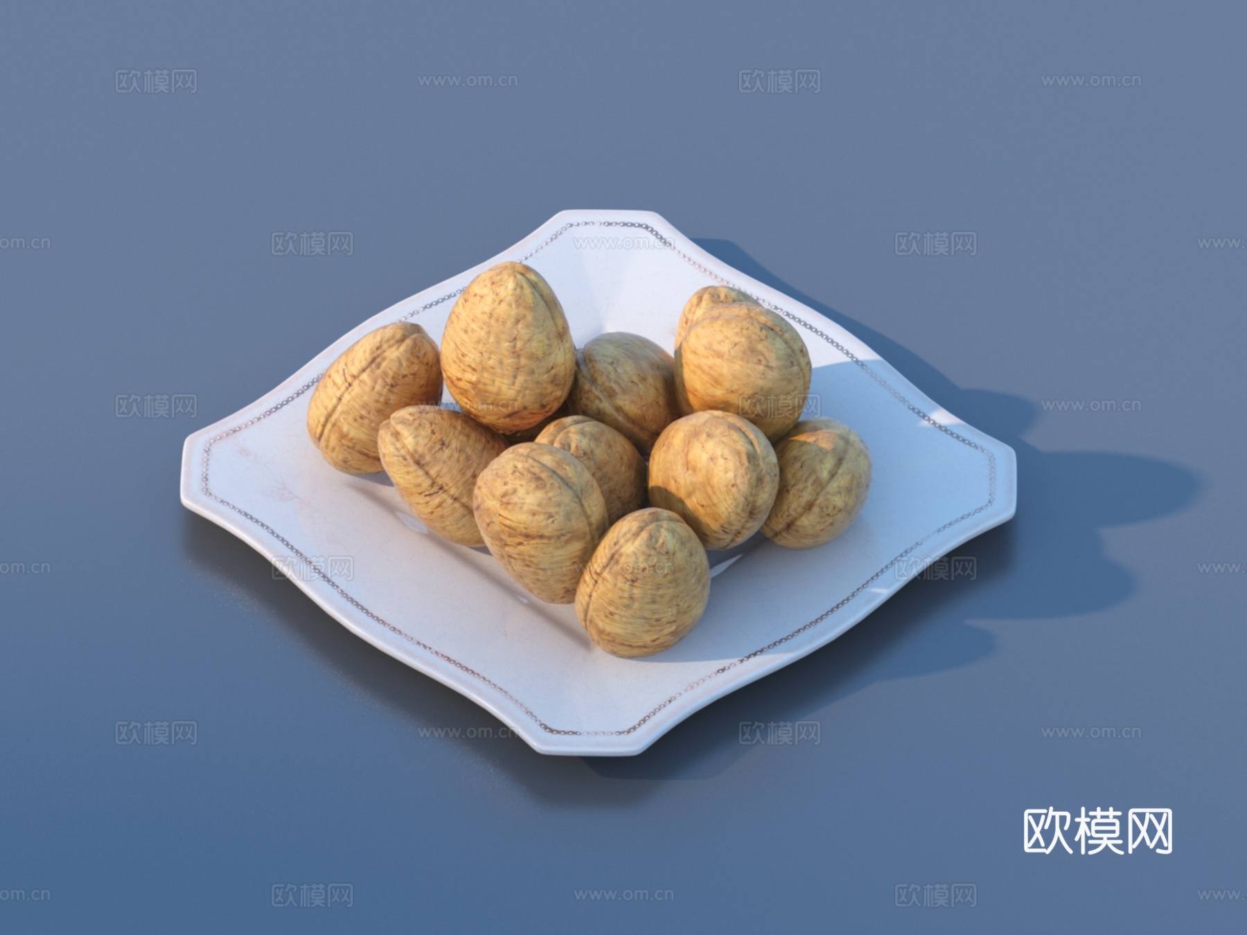 核桃 坚果 食品3d模型下载