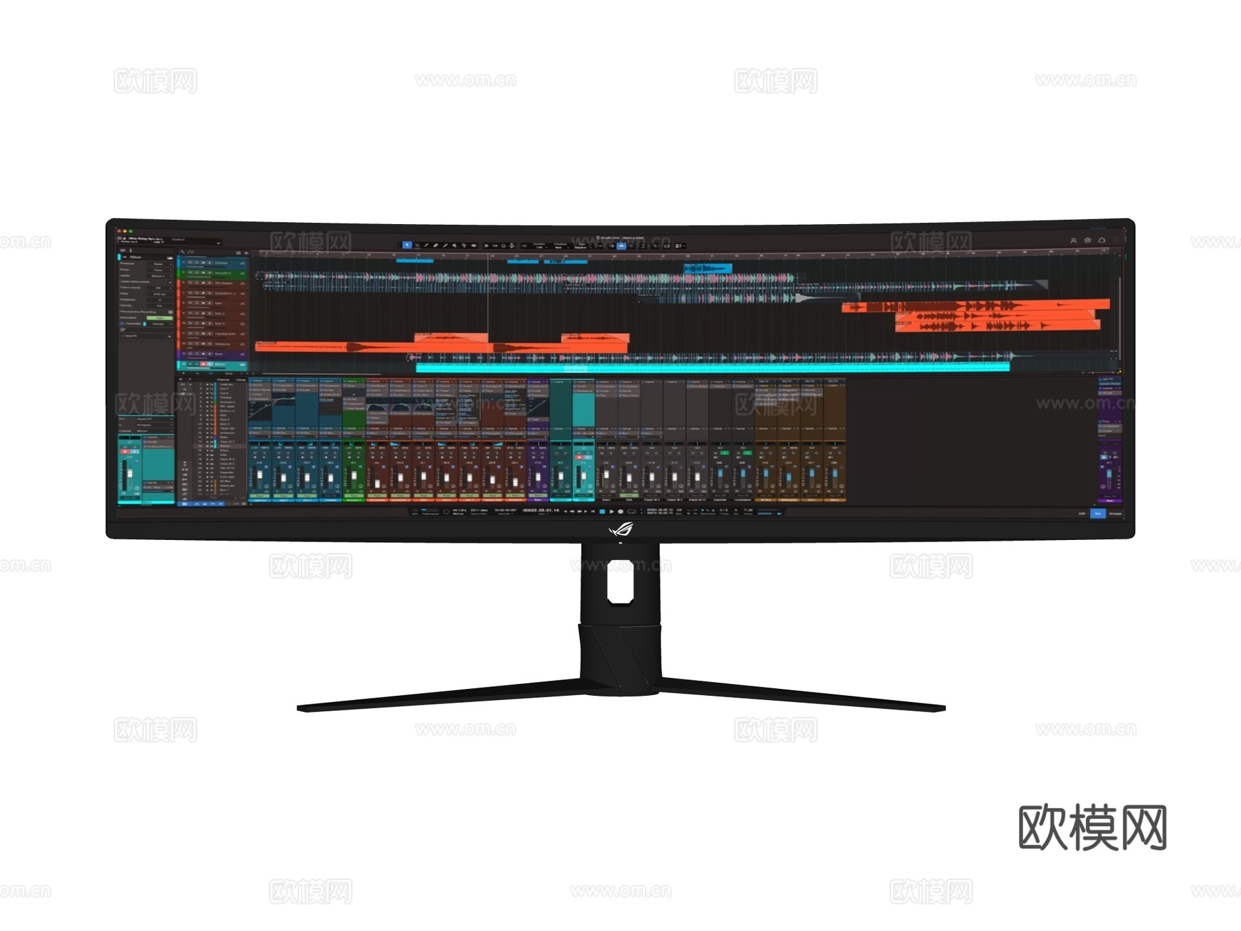 台式电脑 PC 带鱼屏su模型下载（渲染图2）
