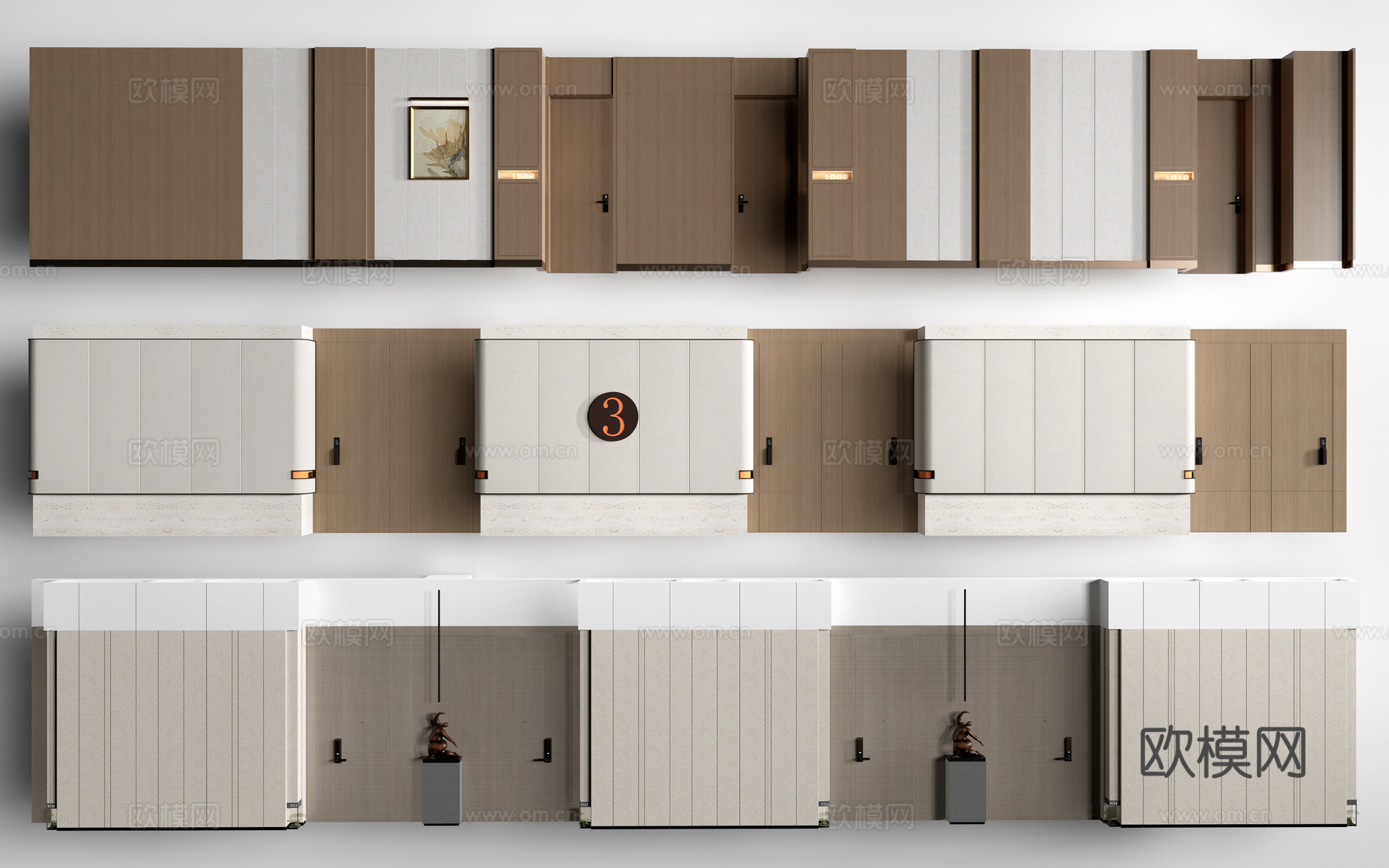 现代办公室走廊 酒店走廊 过道su模型下载（渲染图1）